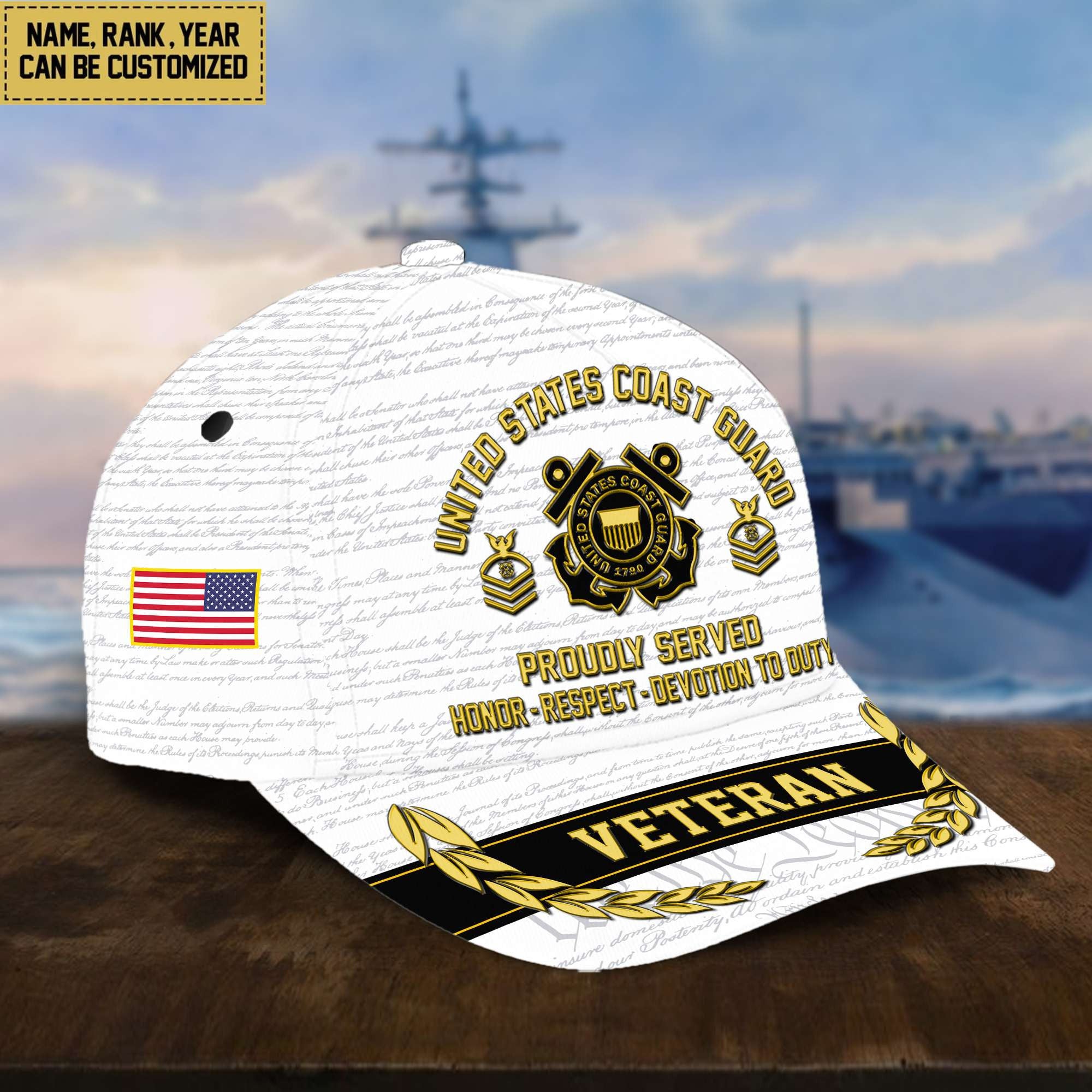 Customized USCG Veteran Hat – 3D Cap Personalized VPVC001205