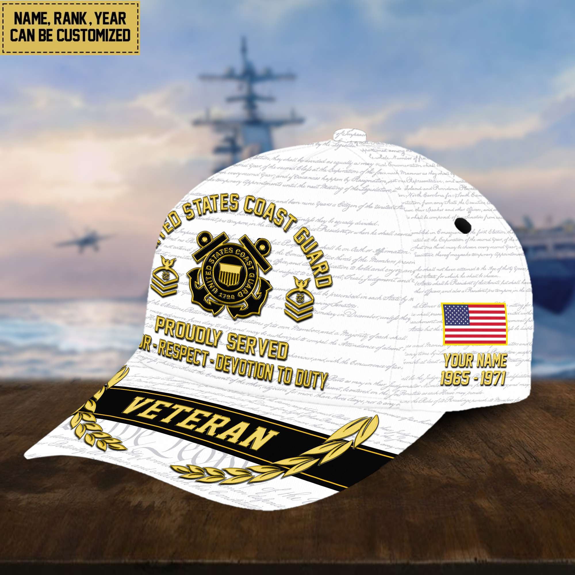 Customized USCG Veteran Hat – 3D Cap Personalized VPVC001205
