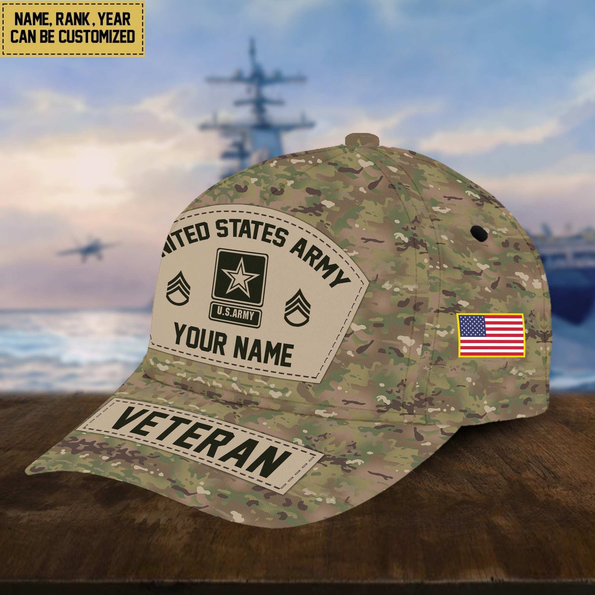 Personalized US Army Veteran Hat - Custom Military Rank Name And Cap Printing VPVC001301