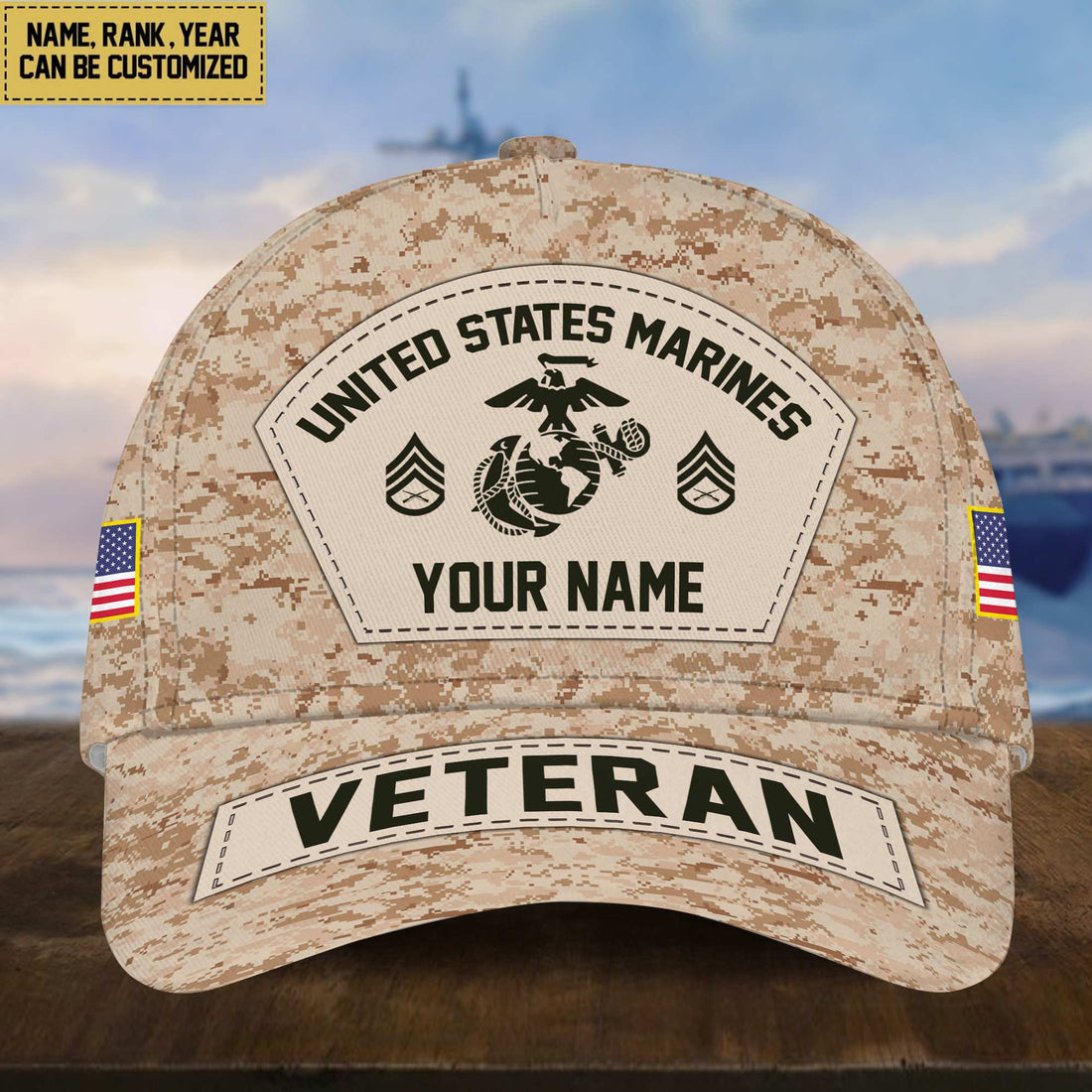 Personalized US Marines Veteran Hat - Custom Military Rank Name And Cap Printing VPVC001303