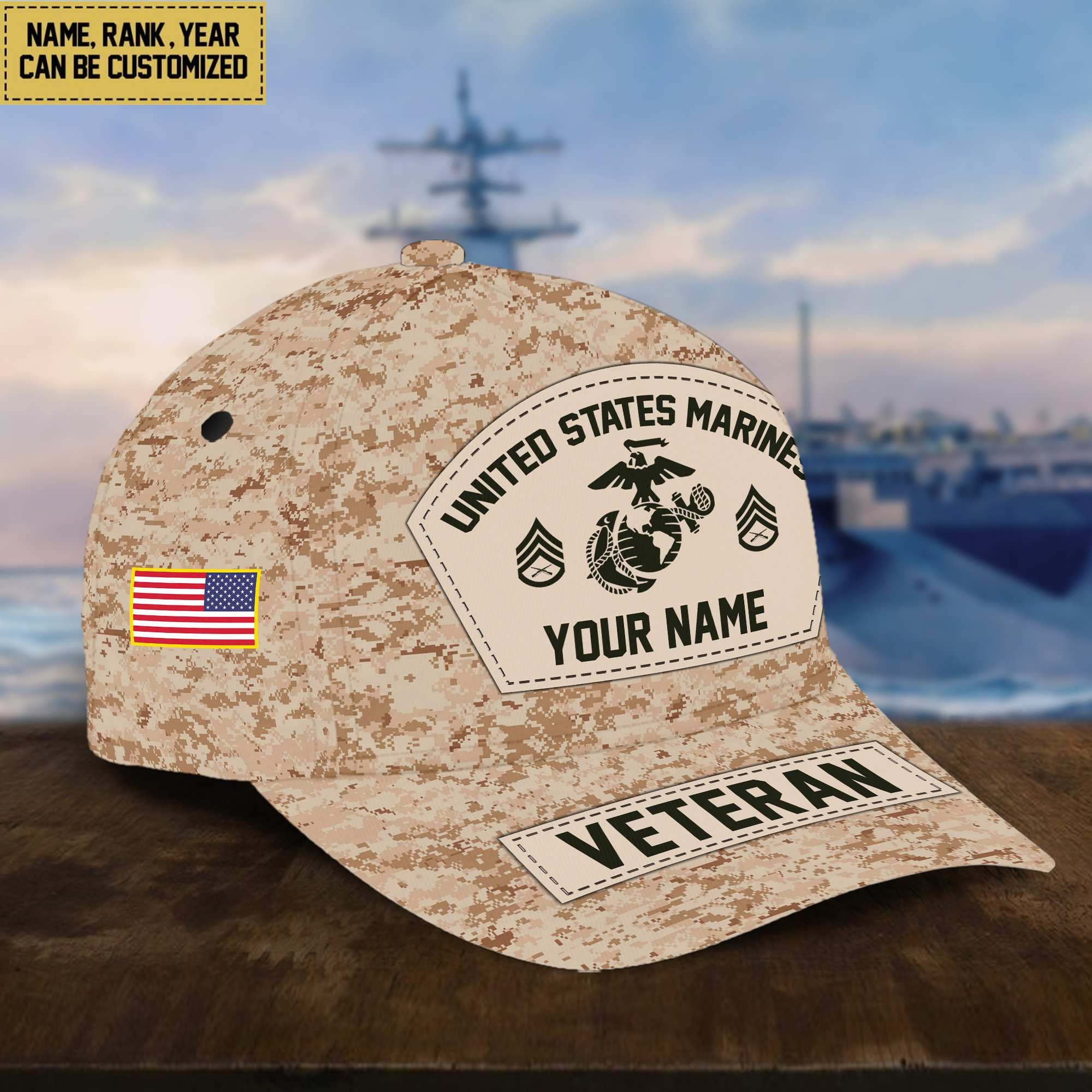 Personalized US Marines Veteran Hat - Custom Military Rank Name And Cap Printing VPVC001303