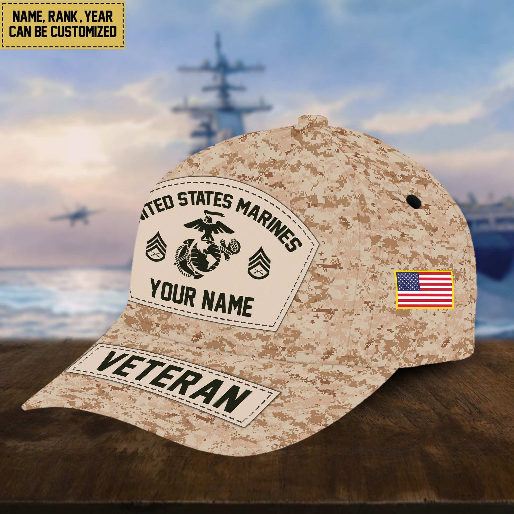Personalized US Marines Veteran Hat - Custom Military Rank Name And Cap Printing VPVC001303