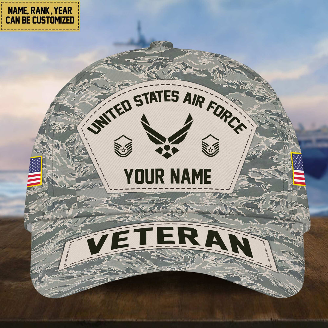 Personalized USAF Veteran Hat - Custom Military Rank Name And Cap Printing VPVC001304