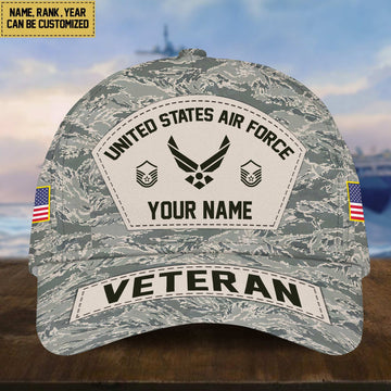 Personalized USAF Veteran Hat - Custom Military Rank Name And Cap Printing VPVC001304