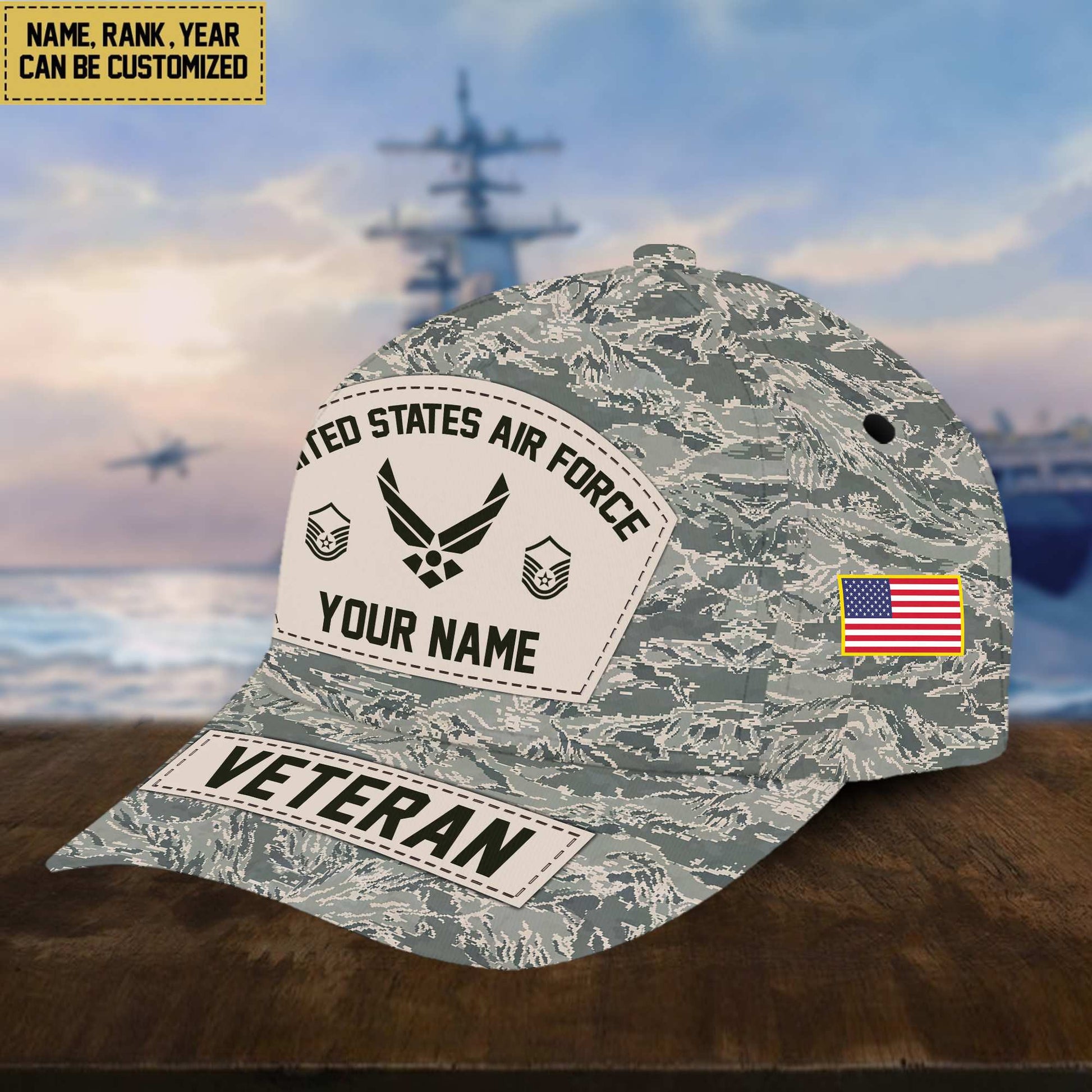 Personalized USAF Veteran Hat - Custom Military Rank Name And Cap Printing VPVC001304