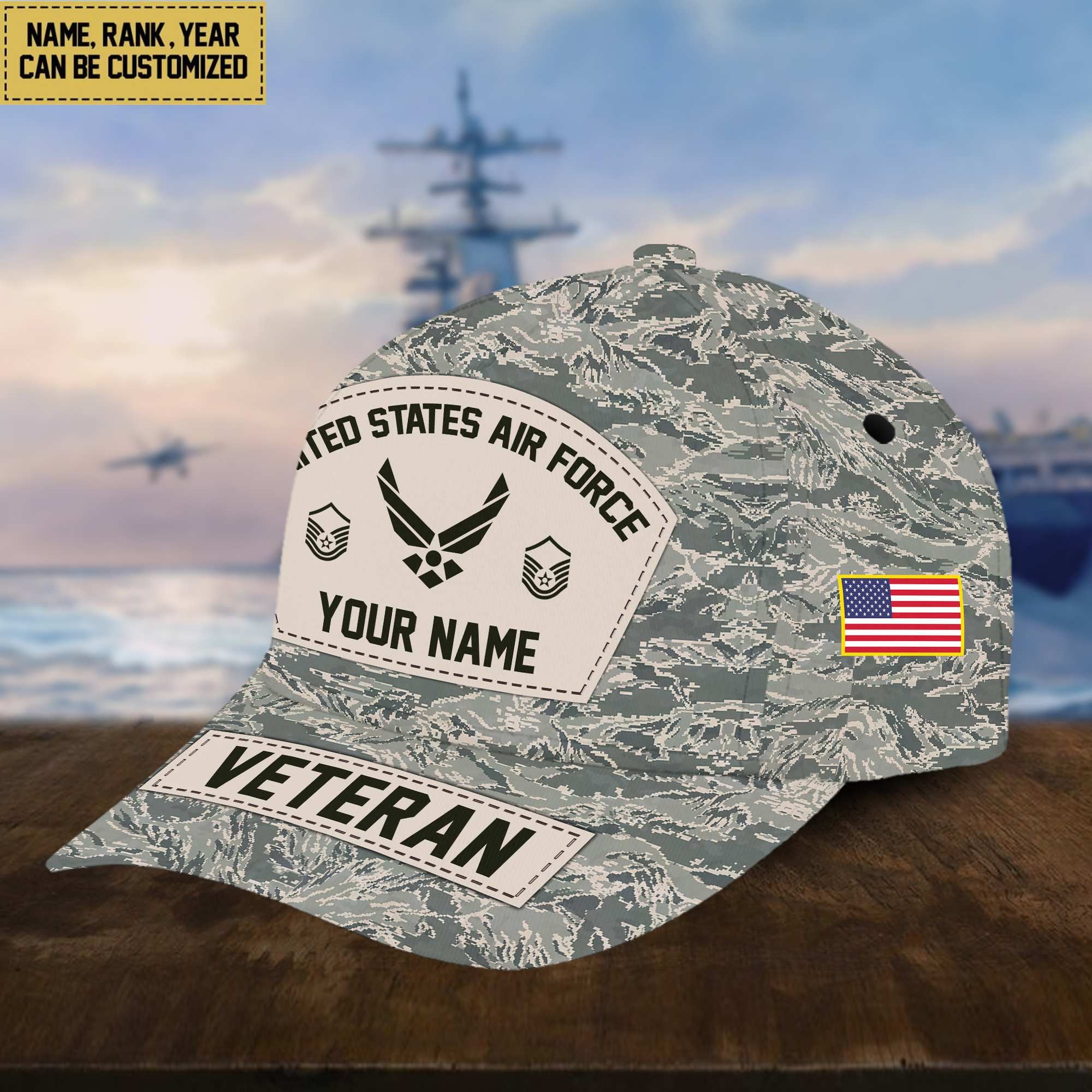Personalized USAF Veteran Hat - Custom Military Rank Name And Cap Printing VPVC001304