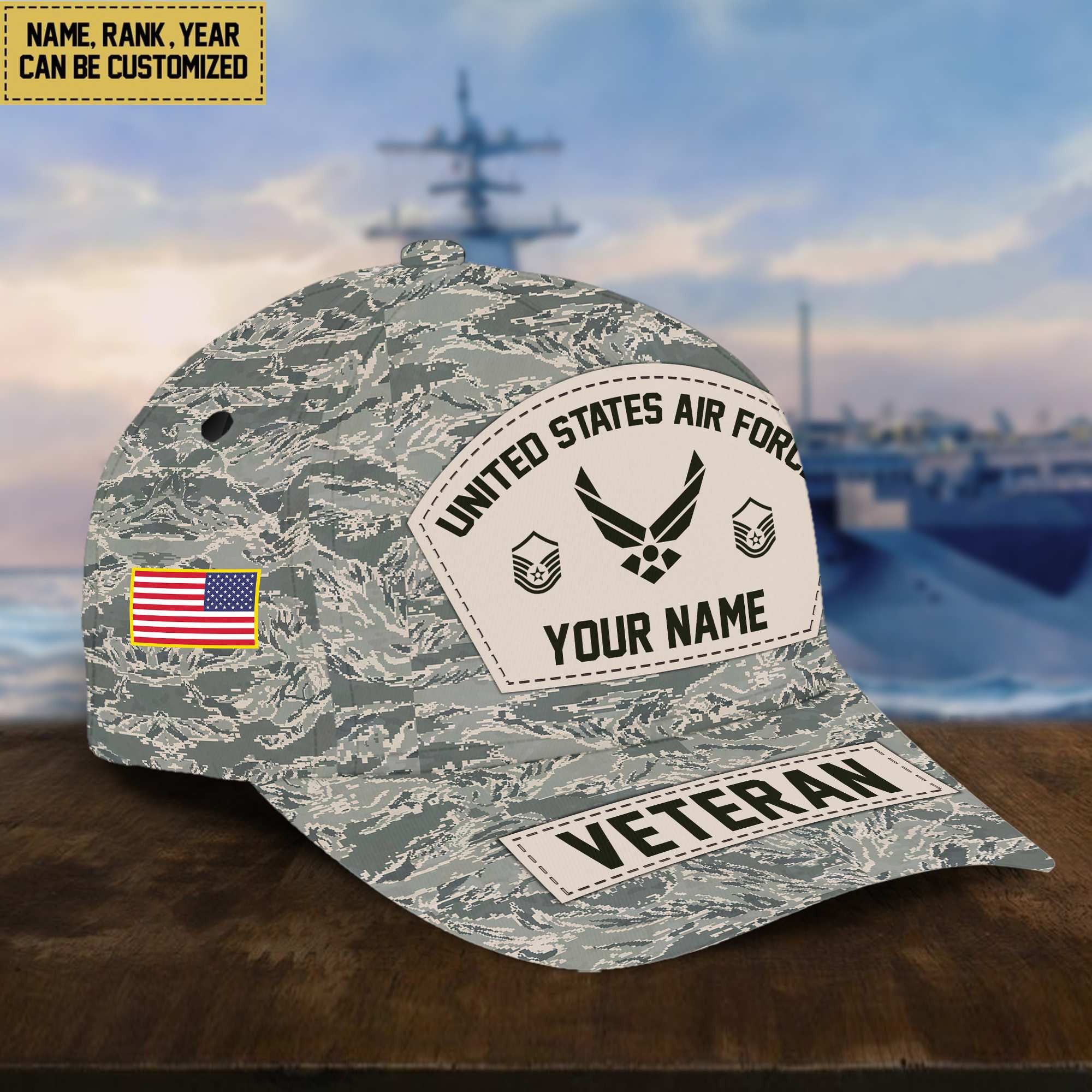 Personalized USAF Veteran Hat - Custom Military Rank Name And Cap Printing VPVC001304