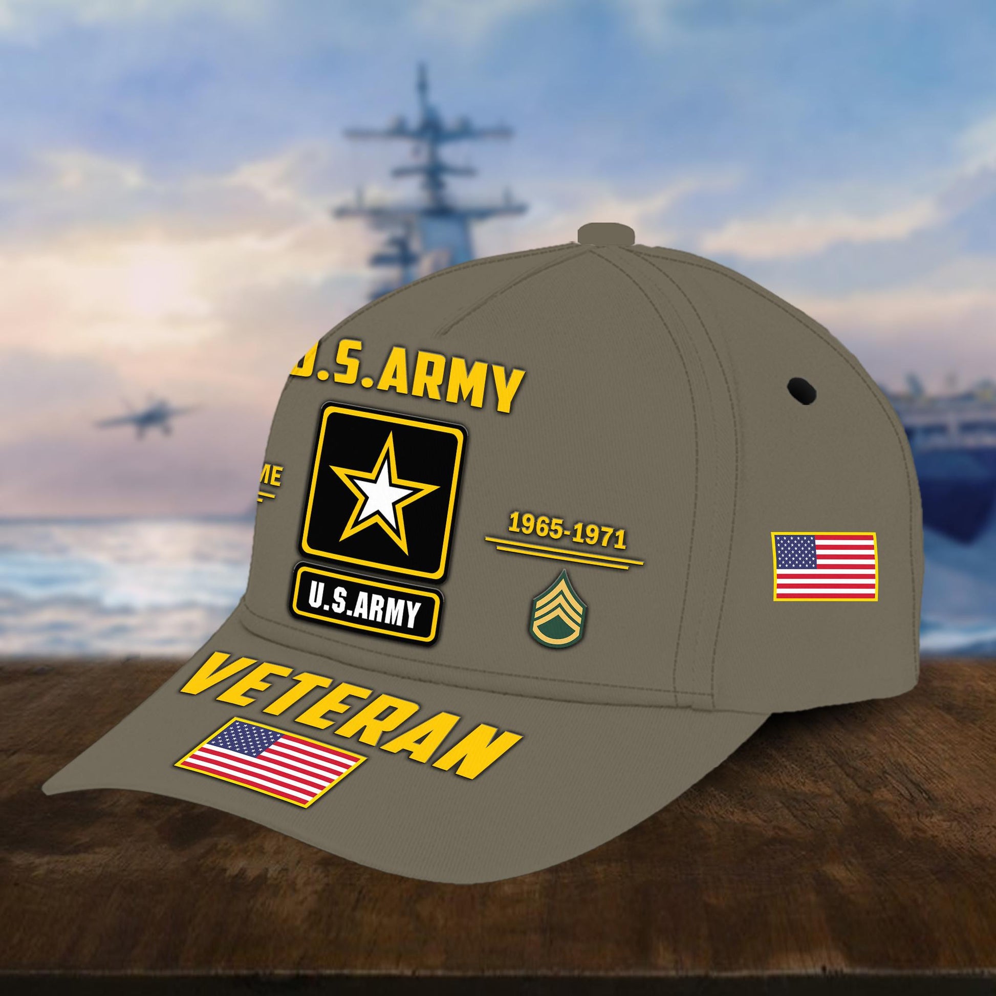 Customized US Army Veteran Hat Printed Classic Cap Personalized With Name, Rank, Years Of Service Military Style Baseball cap Caps VPVC001501