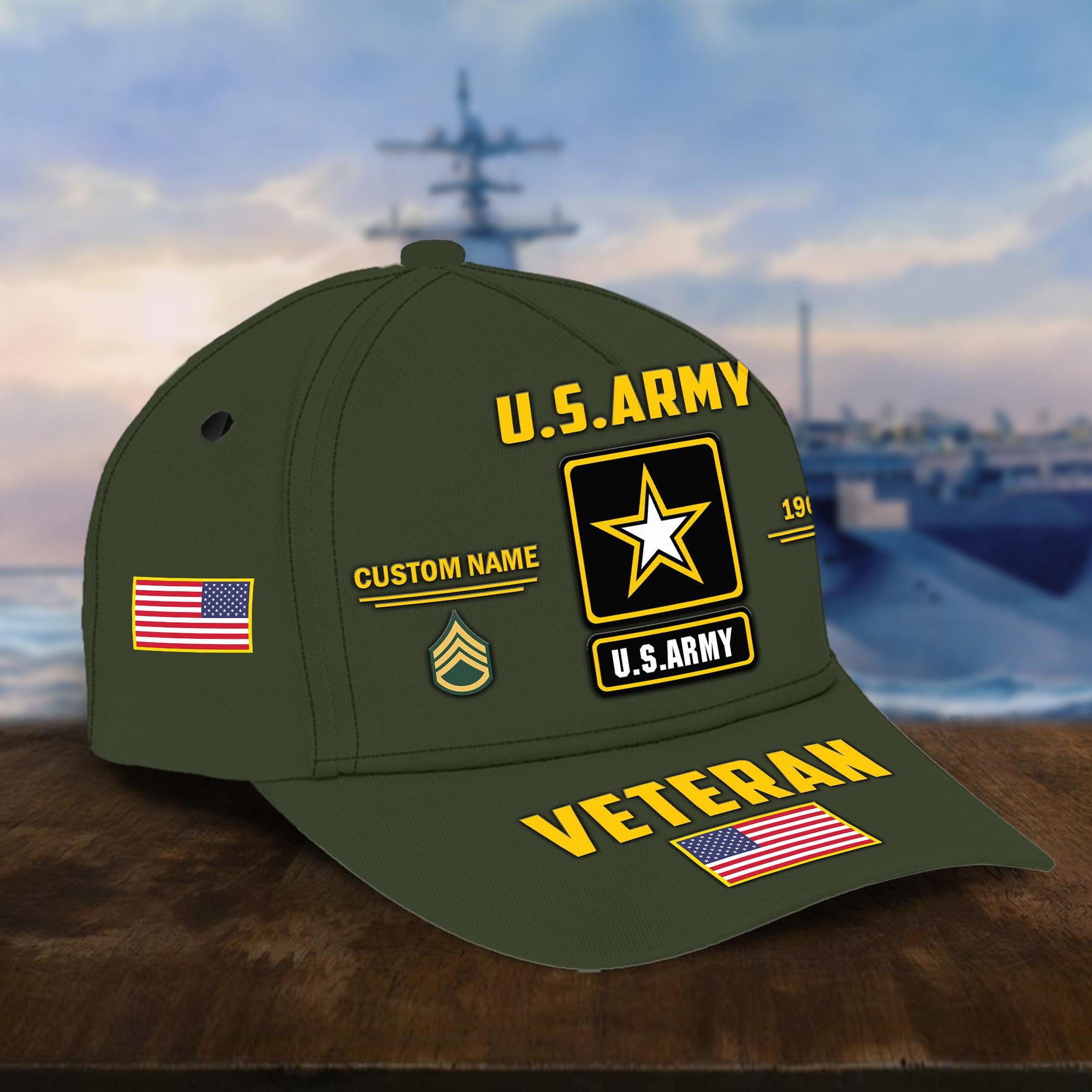 Customized US Army Veteran Hat Printed Classic Cap Personalized With Name, Rank, Years Of Service Military Style Baseball cap Caps VPVC001501