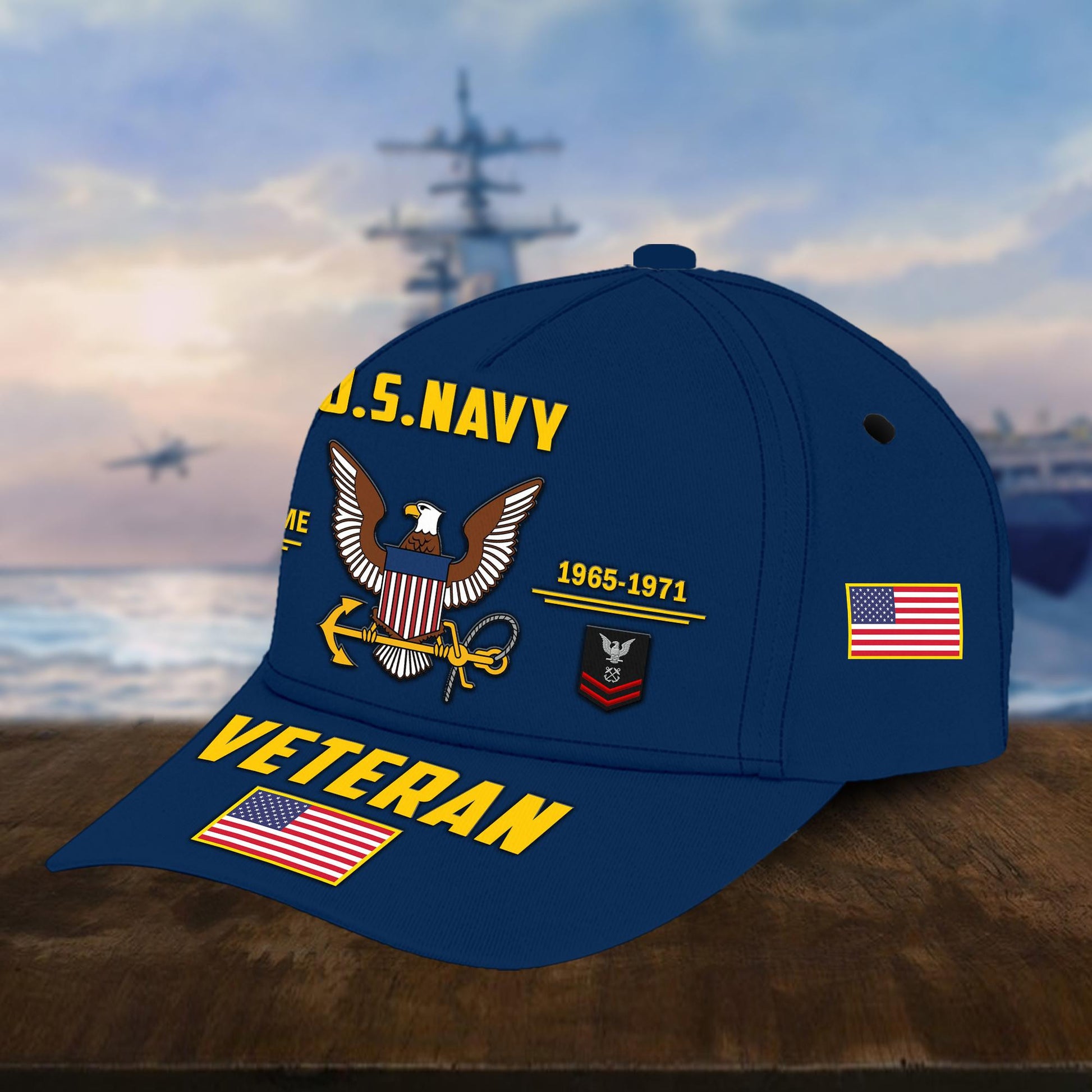 Customized US Navy Veteran Hat Printed Classic Cap Personalized With Name, Rank, Years Of Service Military Style Baseball cap Caps VPVC001502