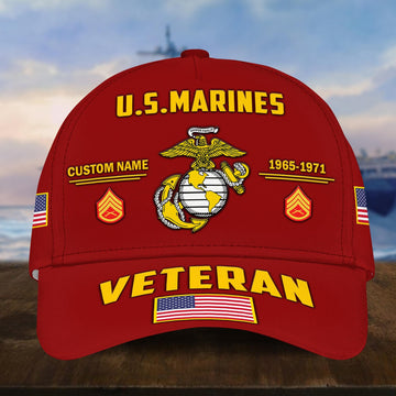 Customized USMC Veteran Hat Printed Classic Cap Personalized With Name, Rank, Years Of Service Military Style Baseball cap Caps VPVC001503