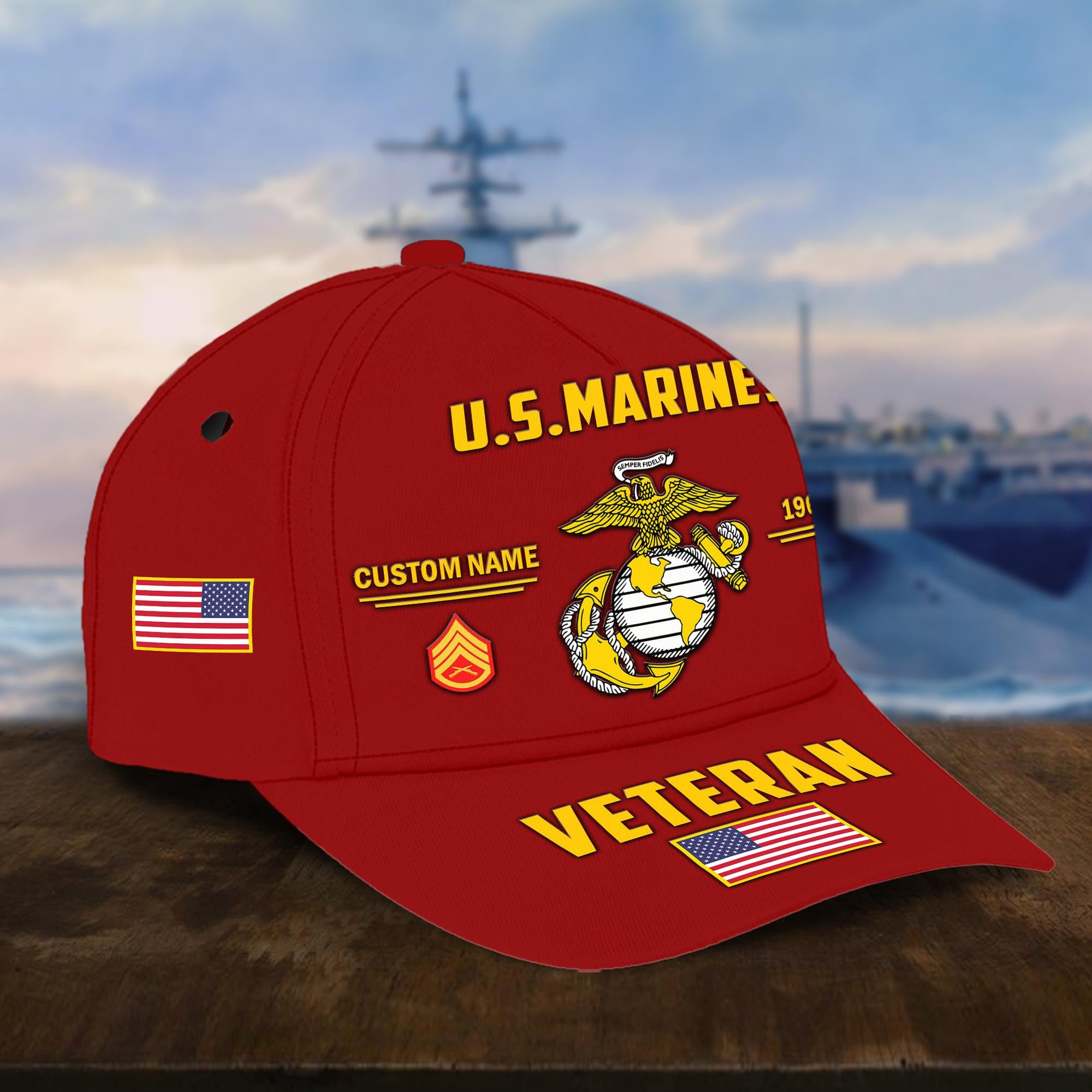 Customized USMC Veteran Hat Printed Classic Cap Personalized With Name, Rank, Years Of Service Military Style Baseball cap Caps VPVC001503