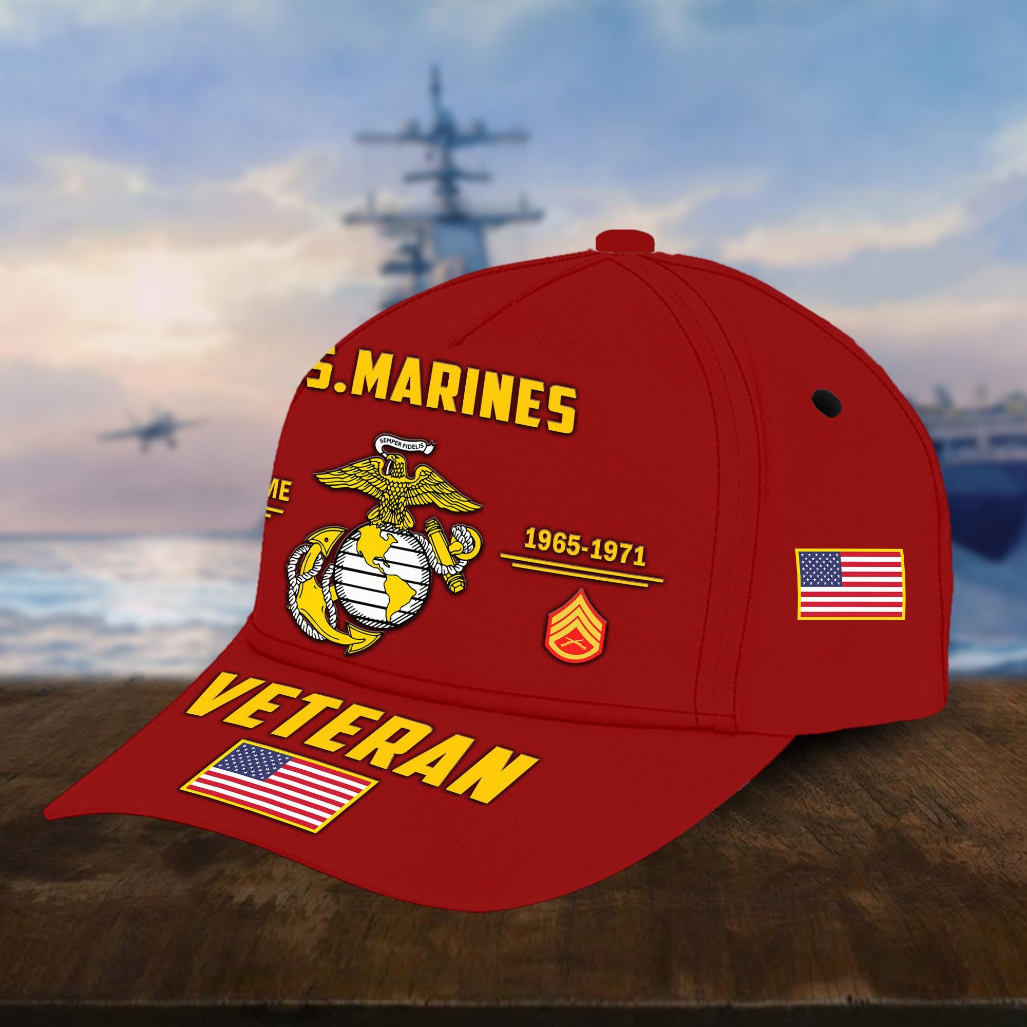 Customized USMC Veteran Hat Printed Classic Cap Personalized With Name, Rank, Years Of Service Military Style Baseball cap Caps VPVC001503