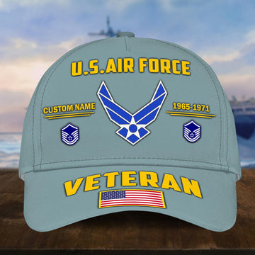 Customized USAF Veteran Hat Printed Classic Cap Personalized With Name, Rank, Years Of Service Military Style Baseball cap Caps VPVC001504