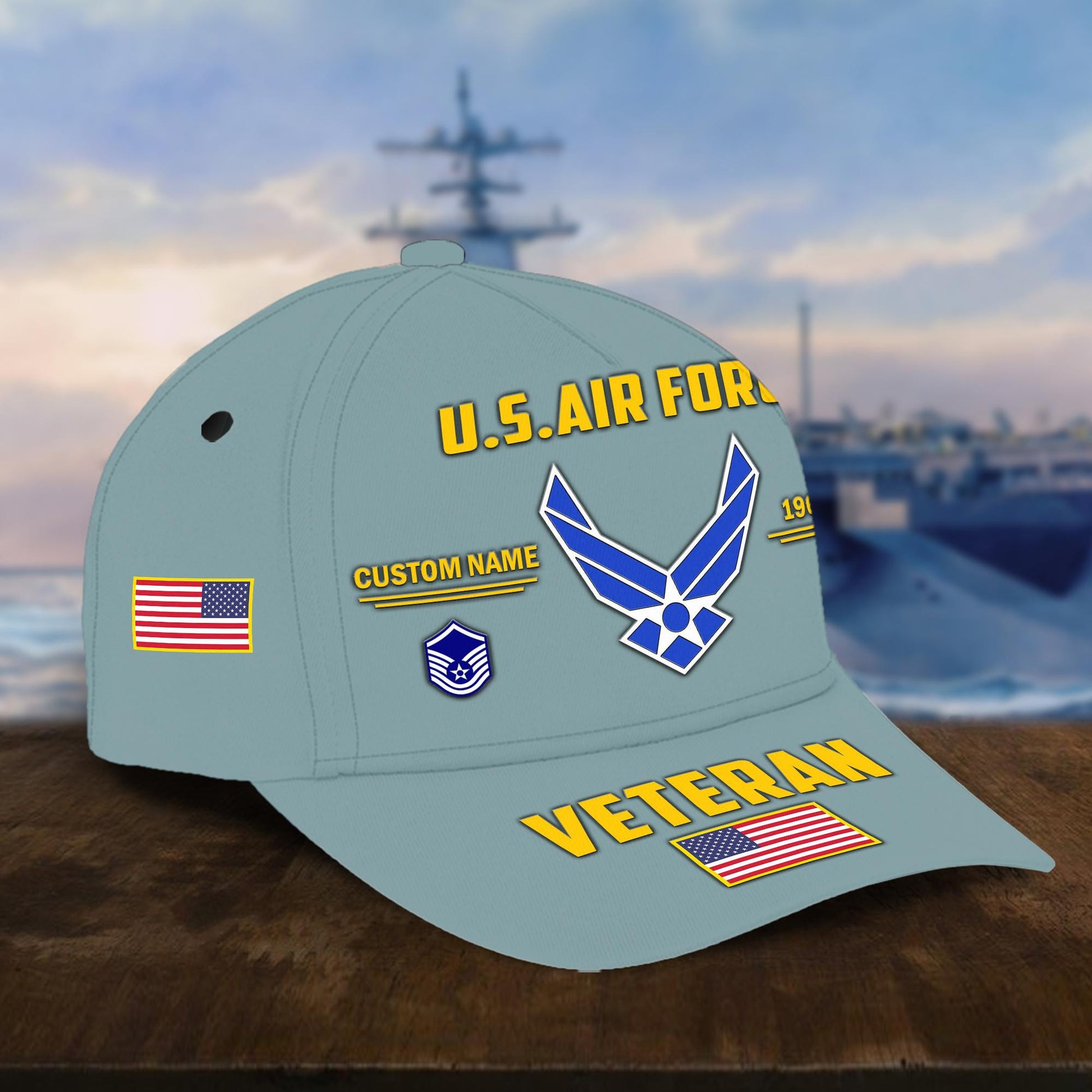 Customized USAF Veteran Hat Printed Classic Cap Personalized With Name, Rank, Years Of Service Military Style Baseball cap Caps VPVC001504