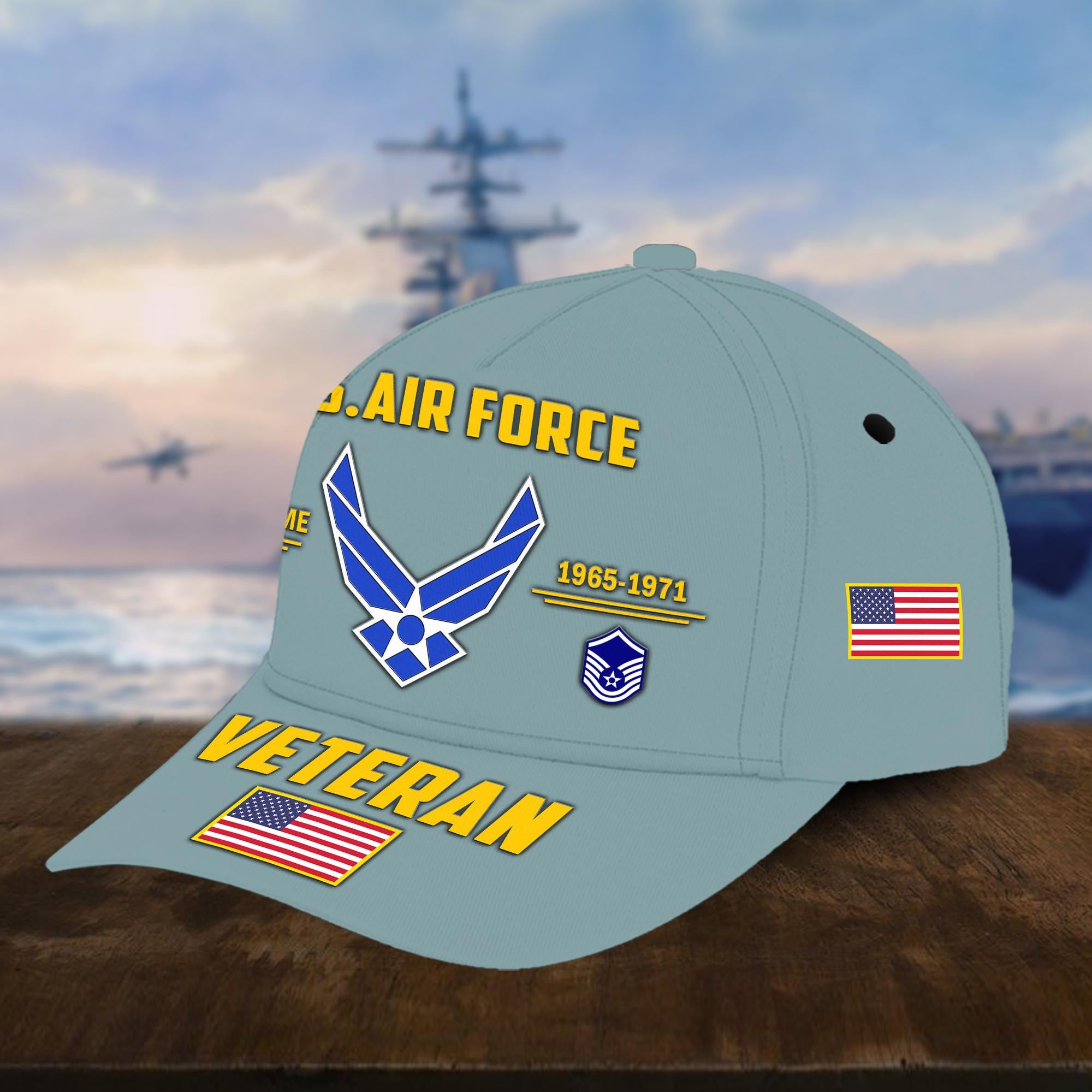 Customized USAF Veteran Hat Printed Classic Cap Personalized With Name, Rank, Years Of Service Military Style Baseball cap Caps VPVC001504
