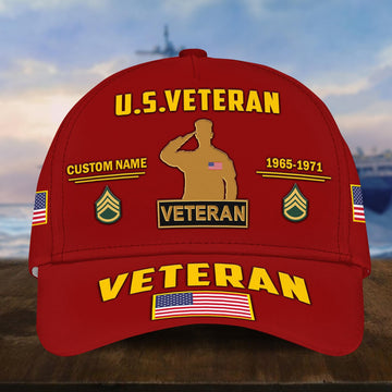 Customized US Veteran Hat Printed Classic Cap Personalized With Name, Rank, Years Of Service Military Style Baseball cap Caps VPVC001507