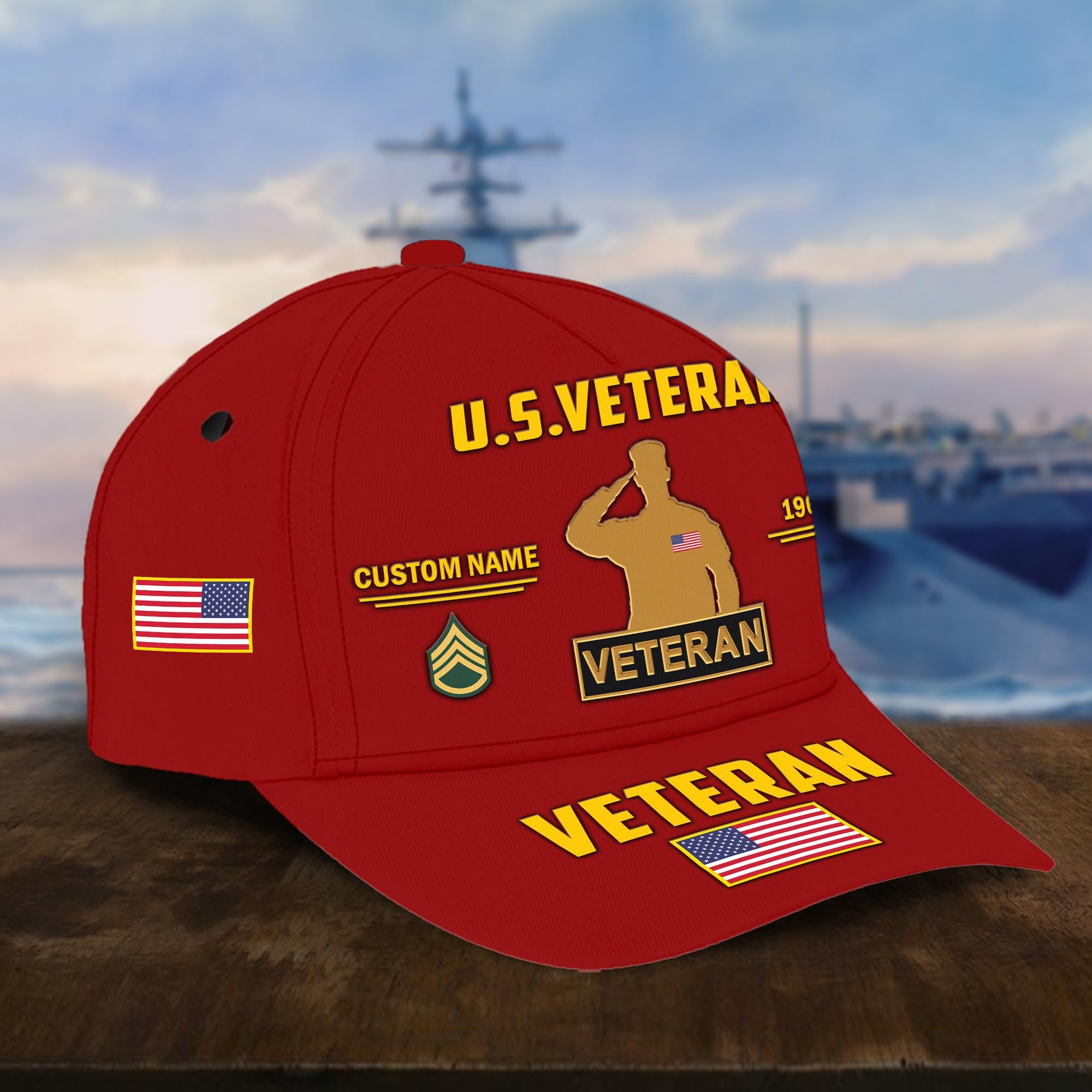 Customized US Veteran Hat Printed Classic Cap Personalized With Name, Rank, Years Of Service Military Style Baseball cap Caps VPVC001507