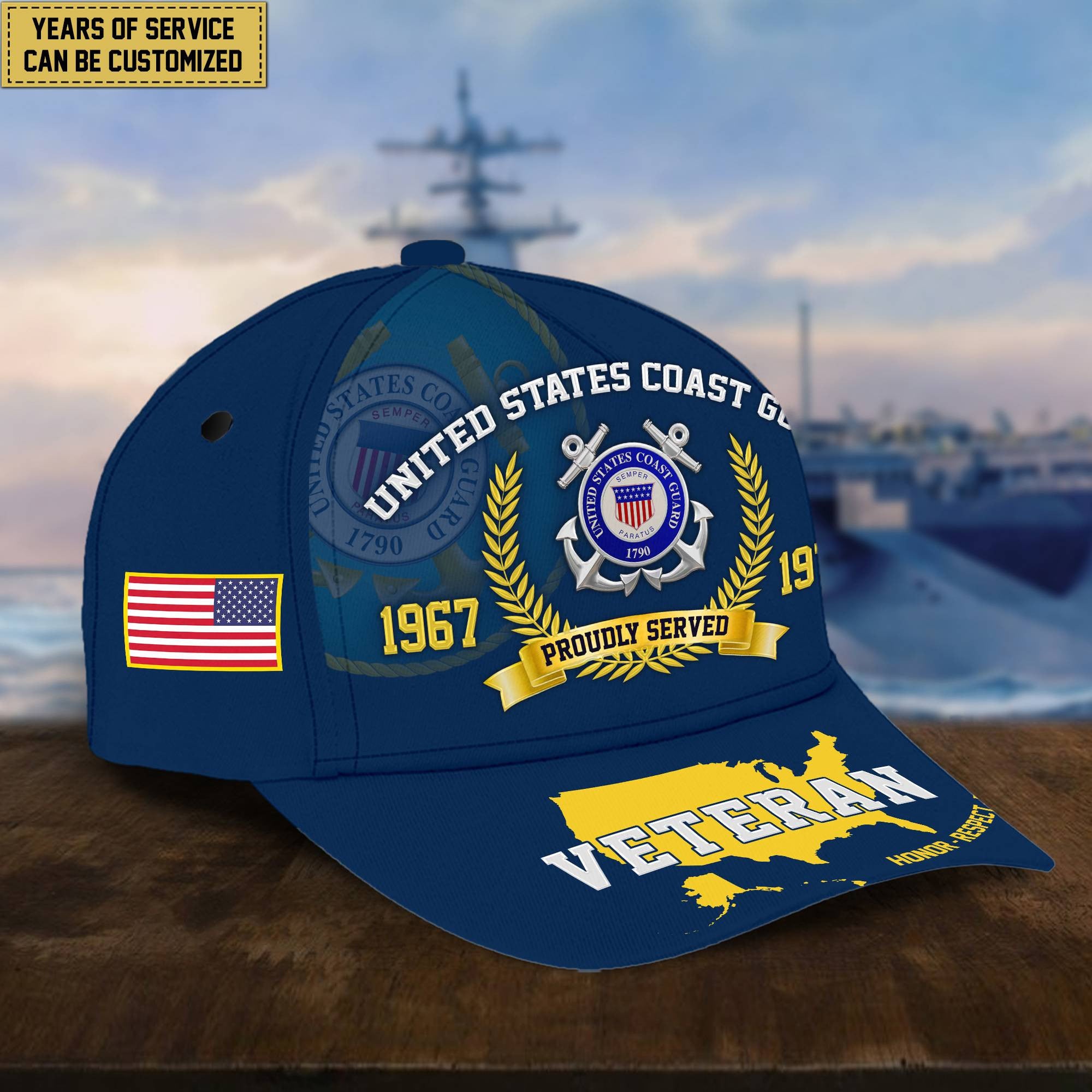 Personalized USCG Veteran Hat - Custom Years of Service, Gift For US Coast Guard Veteran VPVC001805