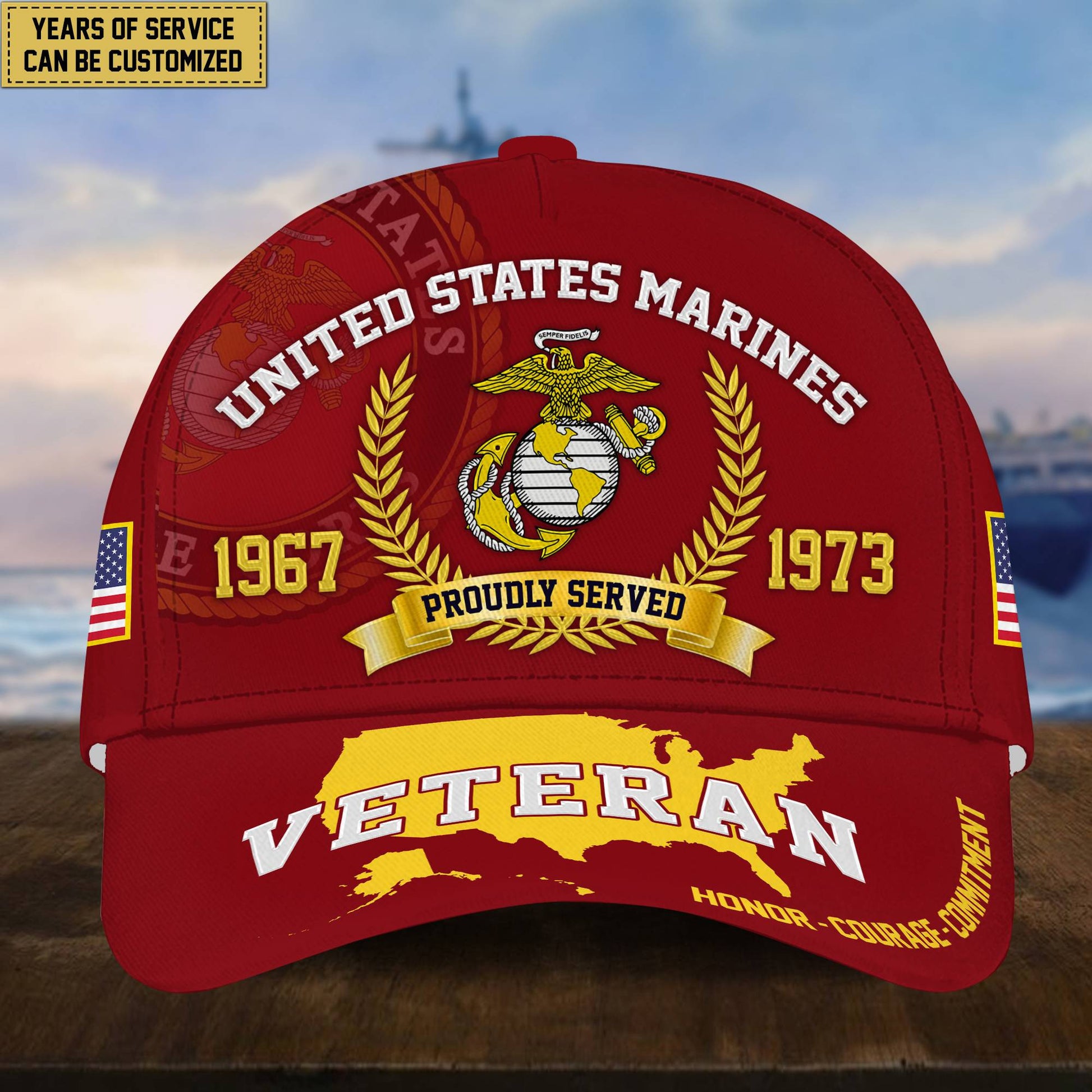 Personalized USMC Veteran Hat - Custom Years of Service, Gift For US Marines Veteran VPVC001803