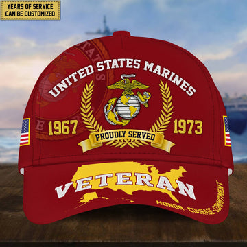 Personalized USMC Veteran Hat - Custom Years of Service, Gift For US Marines Veteran VPVC001803