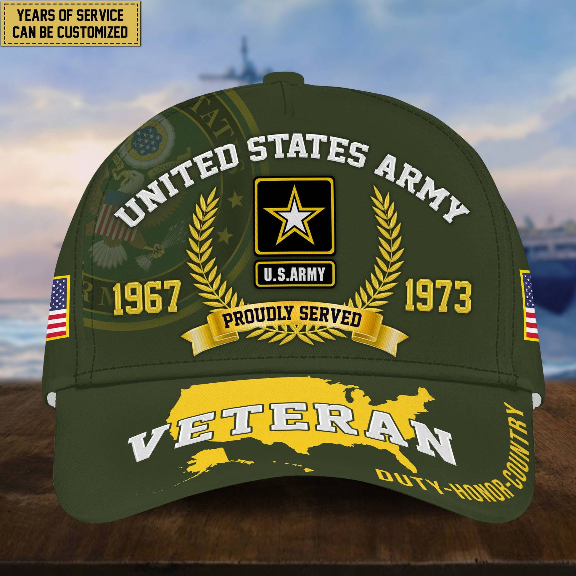 Personalized US Army Veteran Hat - Custom Years of Service, Gift For US Army Veteran VPVC001801