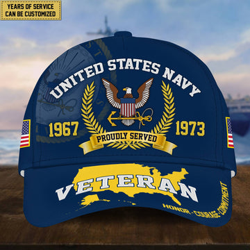 Personalized US Navy Veteran Hat - Custom Years of Service, Gift For US Navy Veteran VPVC001802