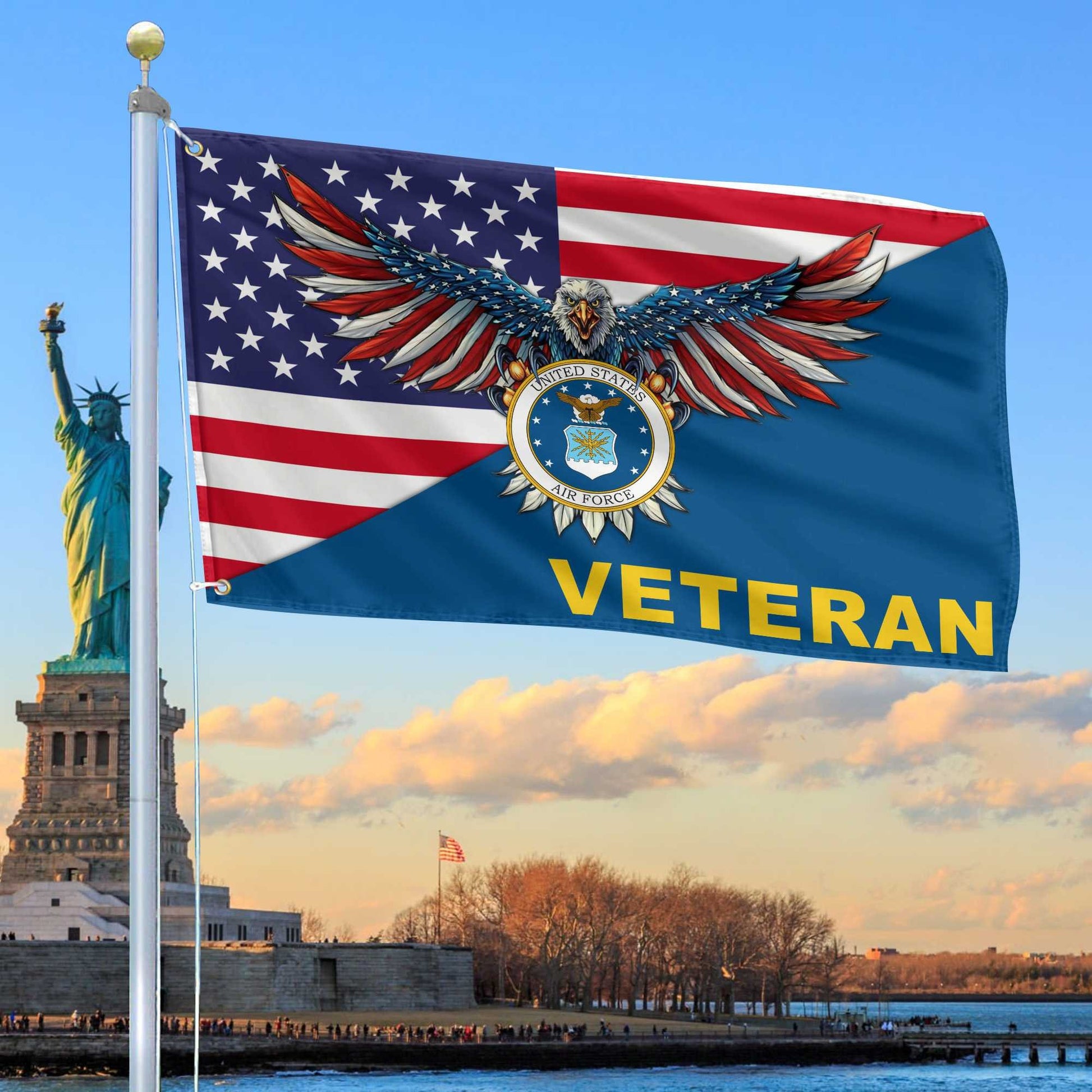 Premium USAF Grommet Flag Gift For Veterans Day, Father's Day, Memorial Day VPVC100404