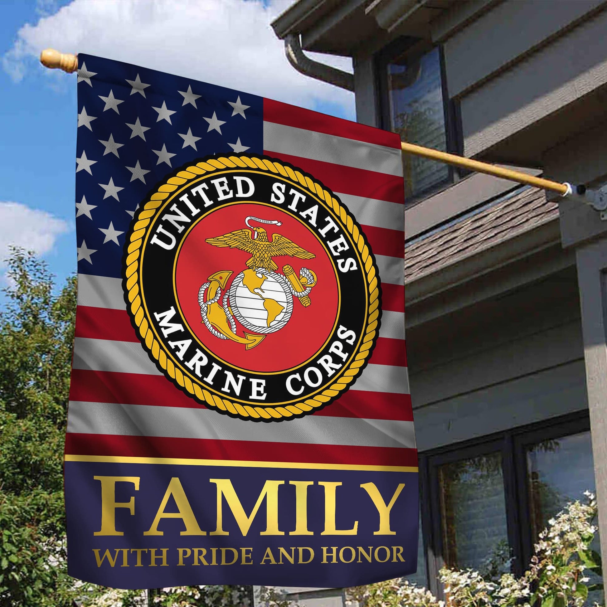 USMC Garden Flag - House Flag, Marine Family With Pride And Honor VPVC100903