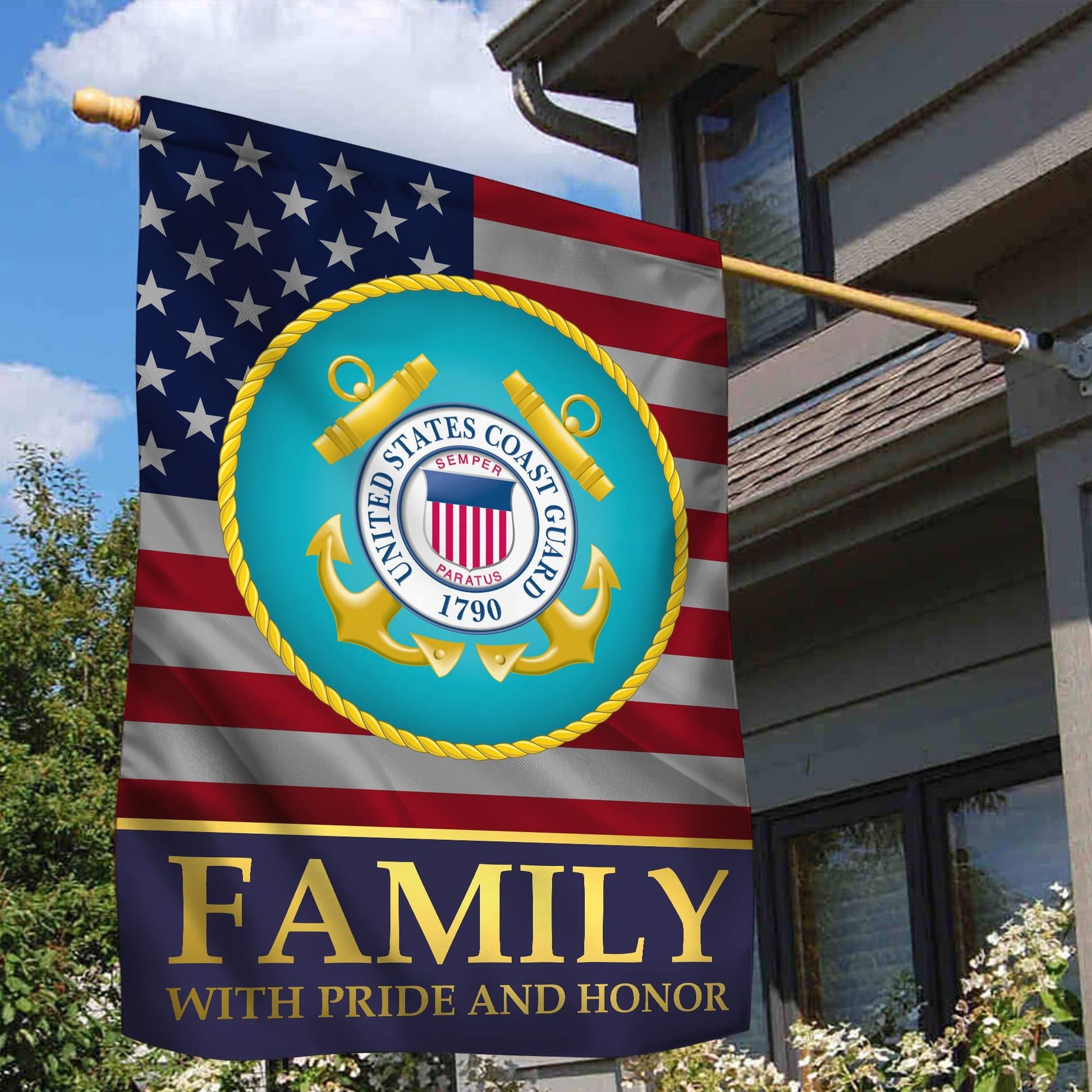 USCG Garden Flag - House Flag, Coast Guard Family With Pride And Honor VPVC100905