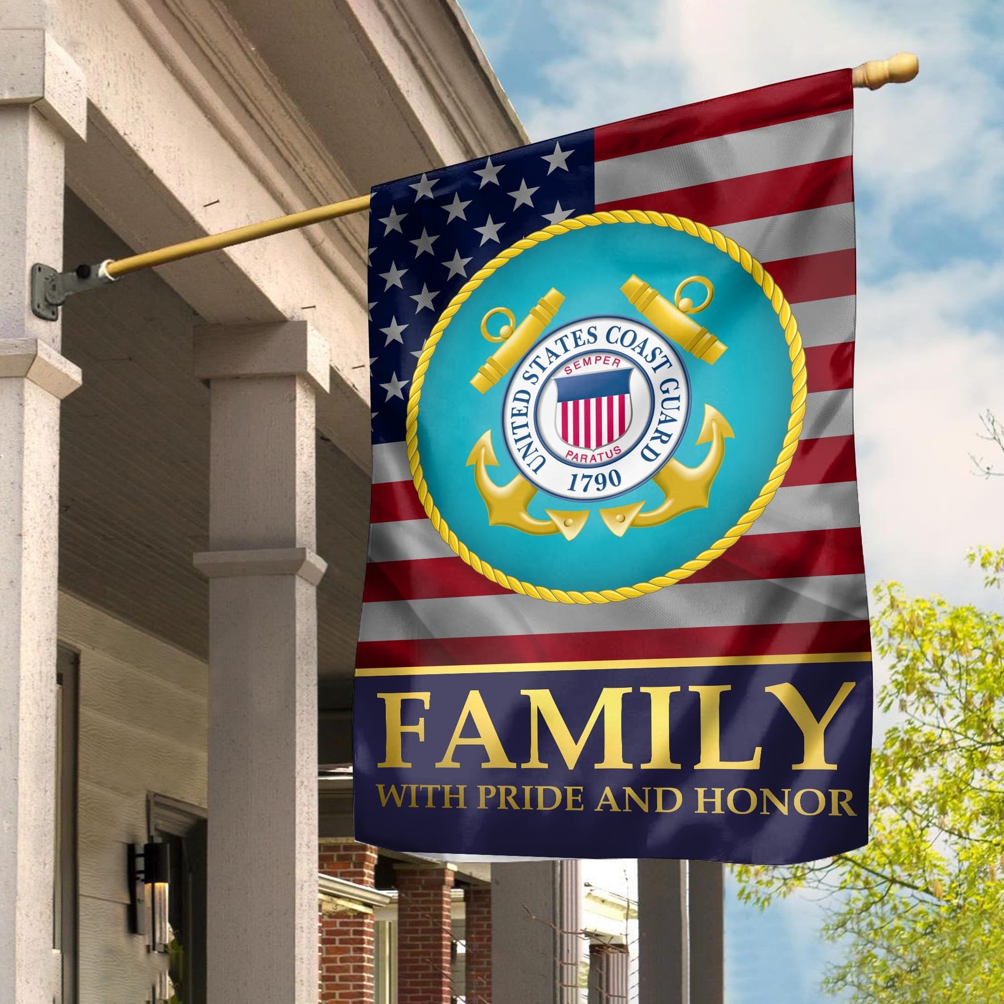 USCG Garden Flag - House Flag, Coast Guard Family With Pride And Honor VPVC100905