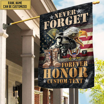 US Navy Custom Name, Rank, American Flag, Veterans Day Gift, American Flag Gift For Him Military Gift Patriotic, Garden Flag - House Flag VPVC101702