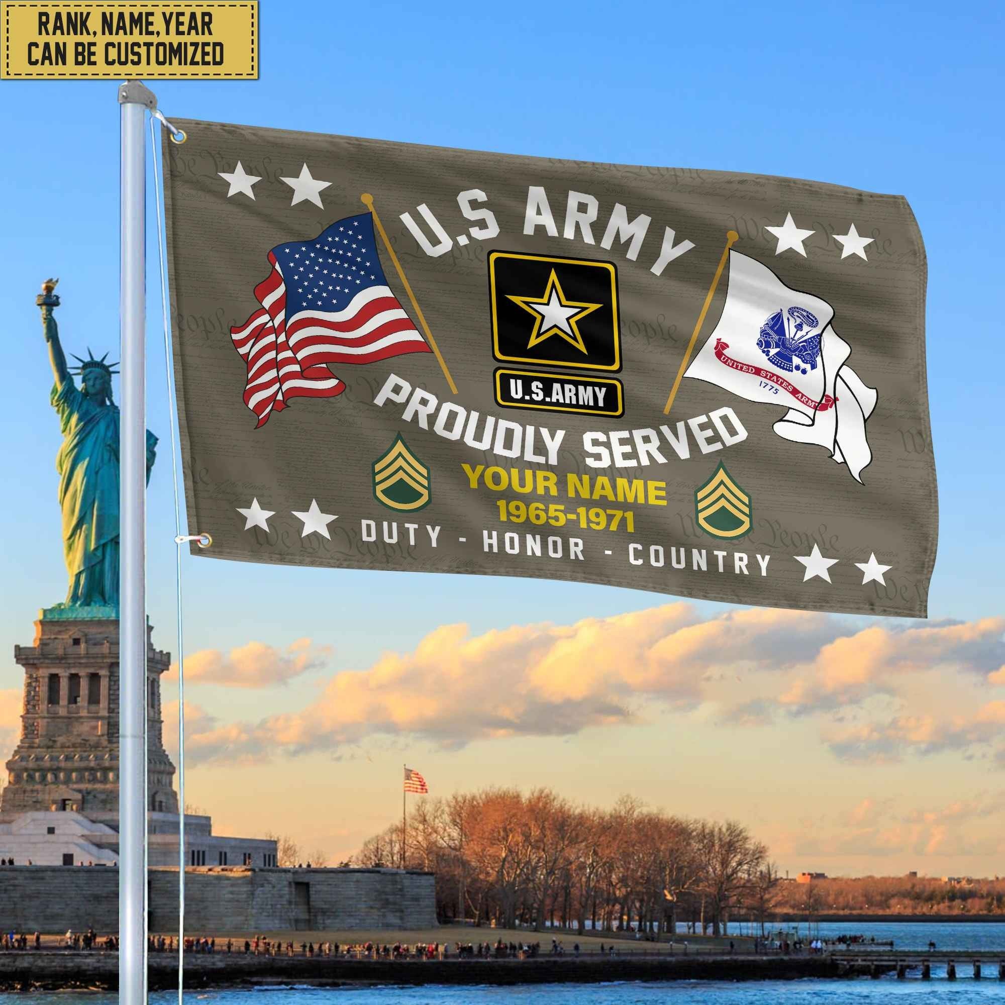 US Army Personalized American Flag, Gift For Him Military, Army Veteran Grommet Flag VPVC101801