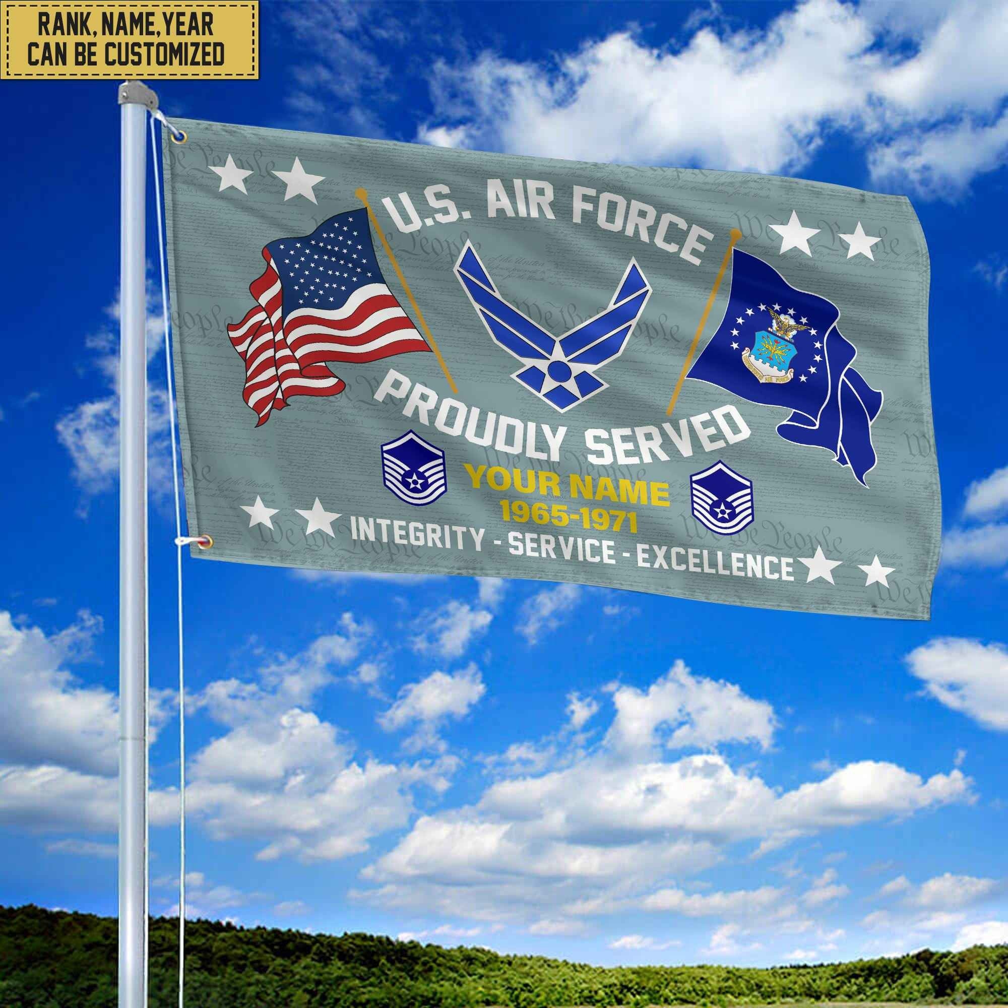 USAF Personalized American Flag, Gift For Him Military, Air Force Veteran Grommet Flag VPVC101804