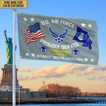 USAF Personalized American Flag, Gift For Him Military, Air Force Veteran Grommet Flag VPVC101804