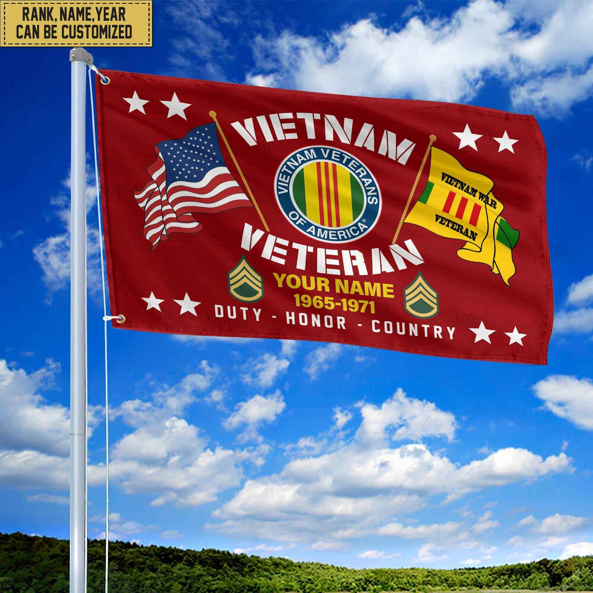 Vietnam Veteran Personalized American Flag, Gift For Him Military, Vietnam Veteran Grommet Flag VPVC101806