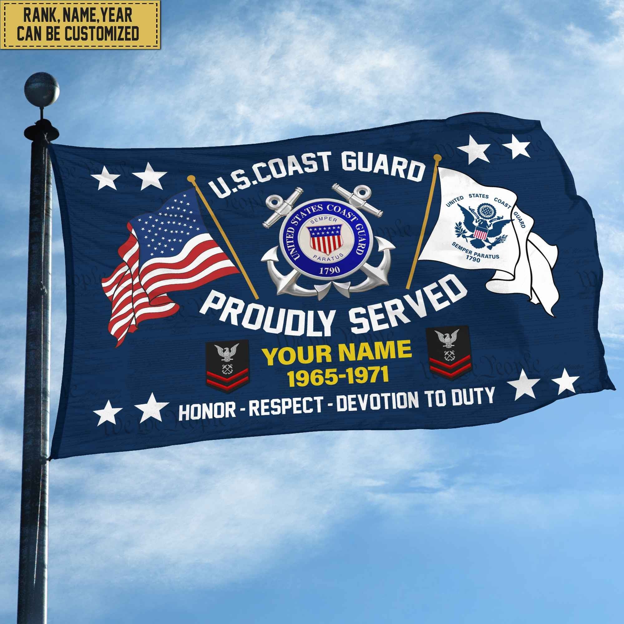 USCG Veteran Personalized American Flag, Gift For Him Military, Coast Guard Veteran Grommet Flag VPVC101805