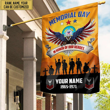 USCG Custom Name, Rank, Year American Flag, Veterans Day Gift, American Flag Gift For Him Military, Gift For Coast Guard Veteran, Garden Flag - House Flag VPVC101905