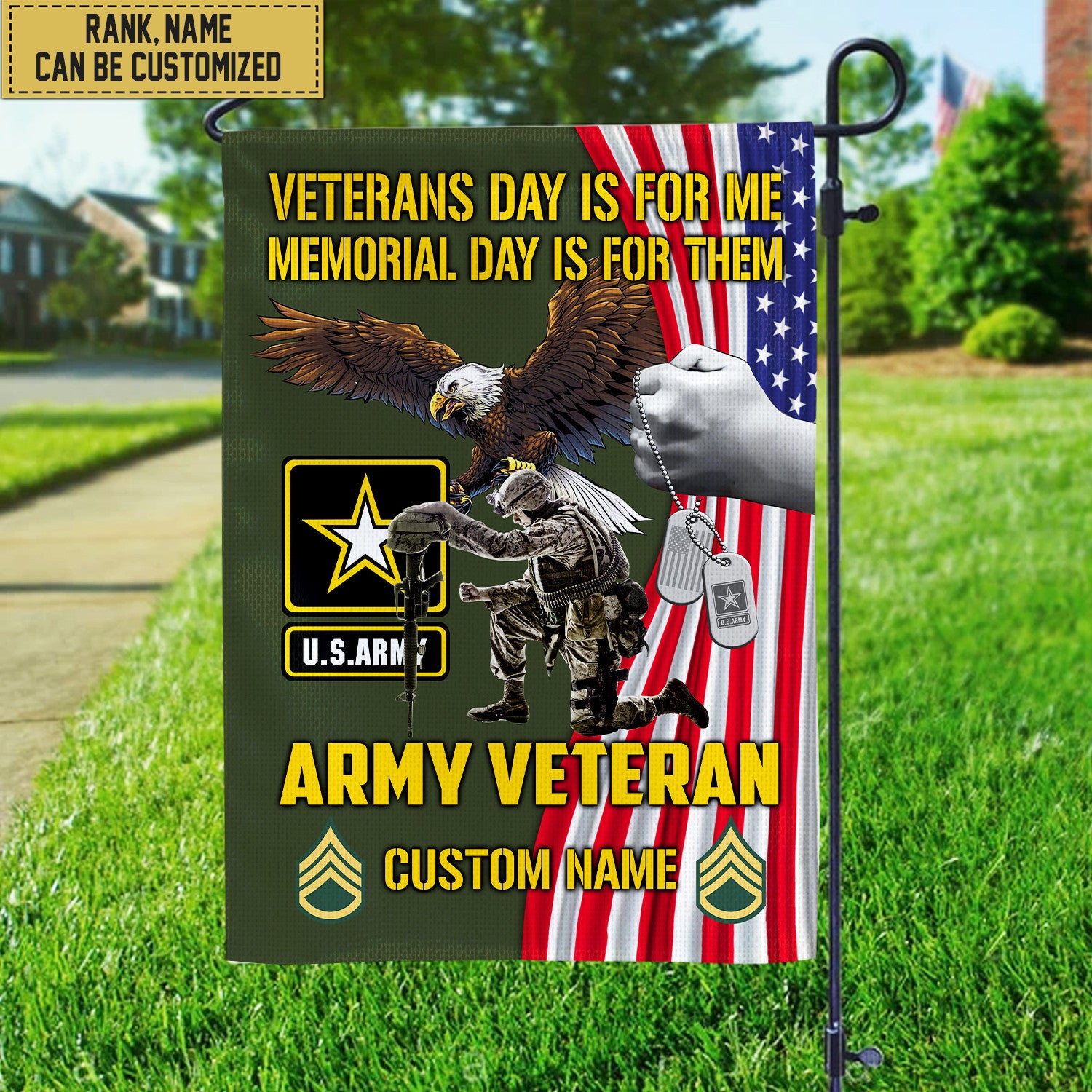 Customized US Army American Flag, Patriotic Flag, Gift For Army Veteran, Garden Flag - House Flag VPVC102001