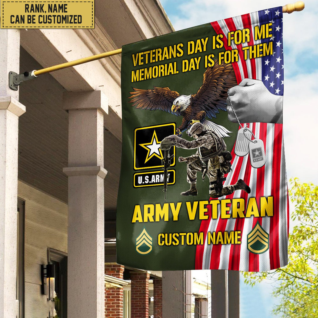 Customized US Army American Flag, Patriotic Flag, Gift For Army Veteran, Garden Flag - House Flag VPVC102001