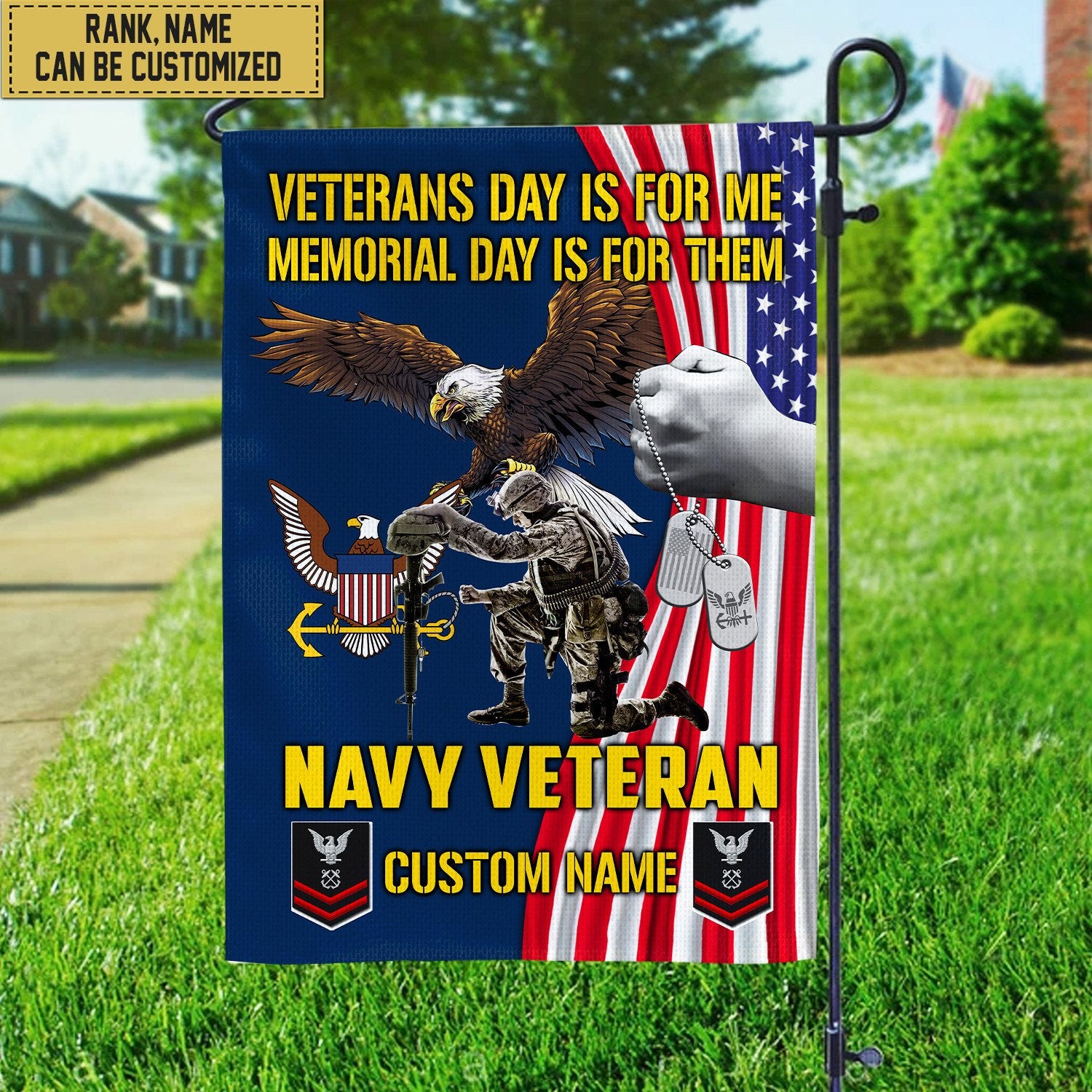 Customized US Navy American Flag, Patriotic Flag, Gift For Navy Veteran, Garden Flag - House Flag VPVC102002