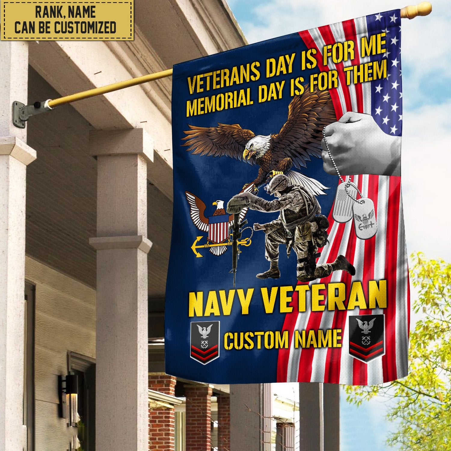 Customized US Navy American Flag, Patriotic Flag, Gift For Navy Veteran, Garden Flag - House Flag VPVC102002