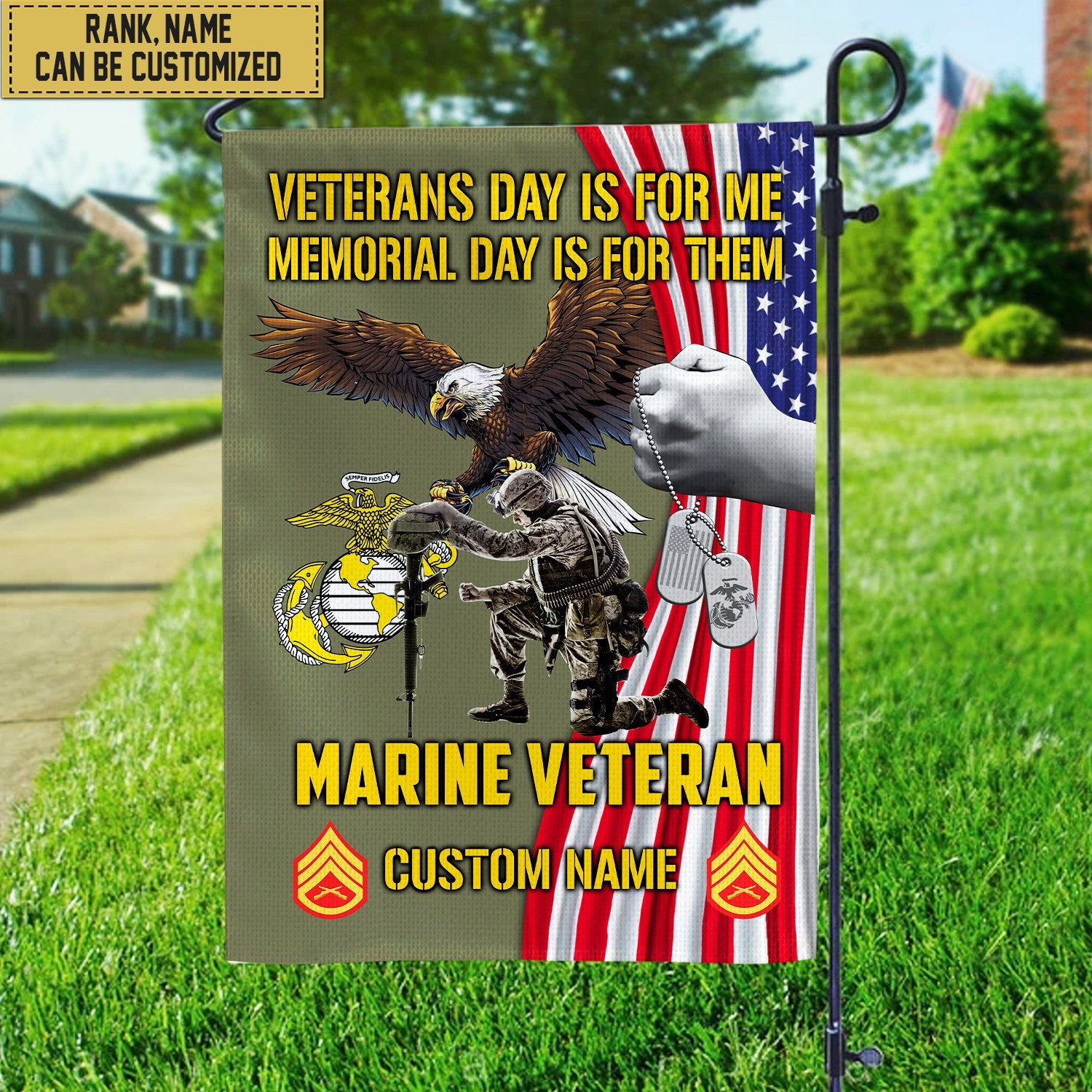 Customized USMC American Flag, Patriotic Flag, Gift For Marine Veteran, Garden Flag - House Flag VPVC102003