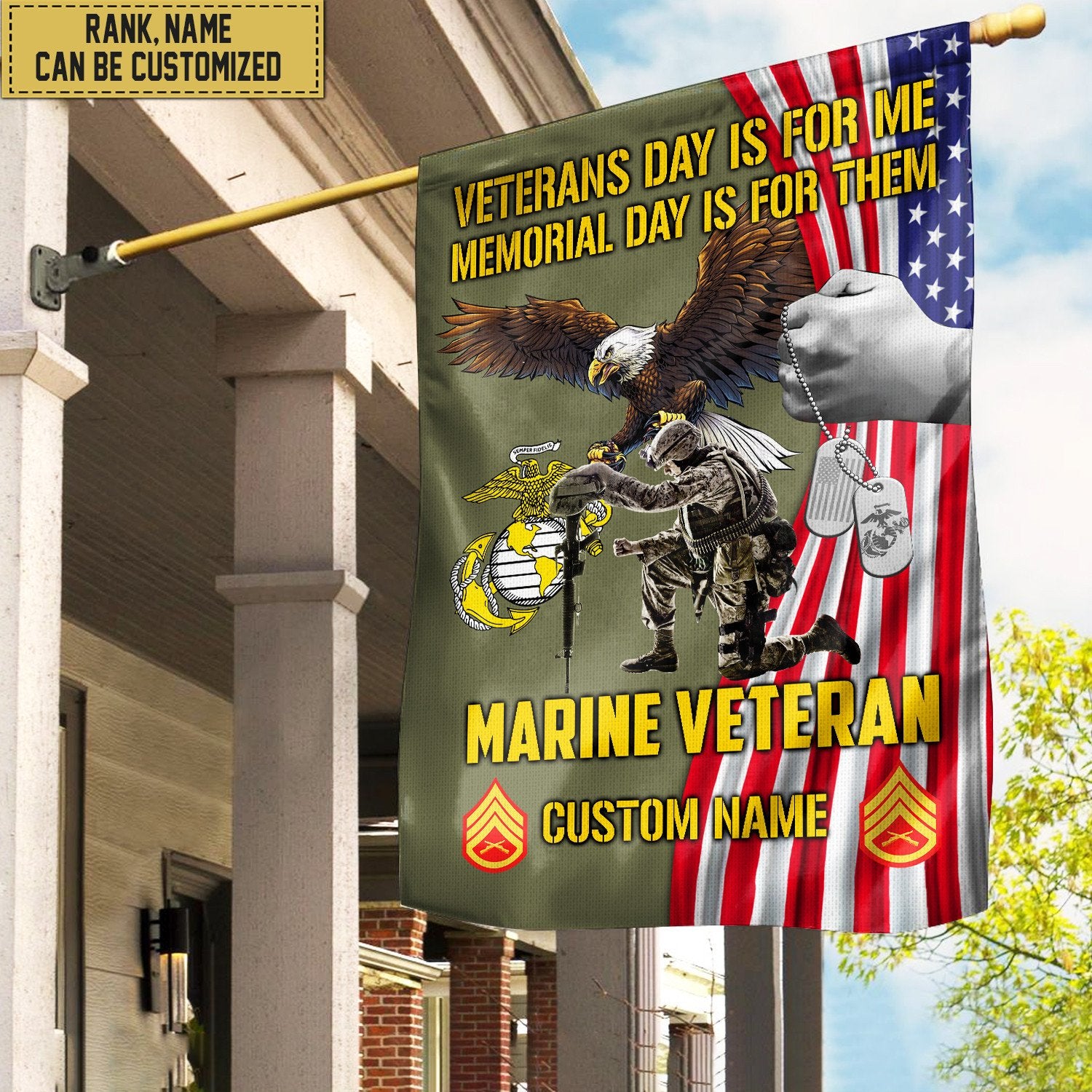 Customized USMC American Flag, Patriotic Flag, Gift For Marine Veteran, Garden Flag - House Flag VPVC102003