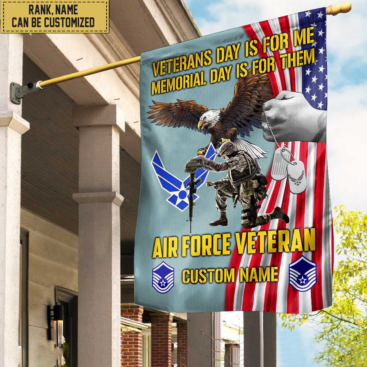 Customized USAF American Flag, Patriotic Flag, Gift For Air Force Veteran, Garden Flag - House Flag VPVC102004