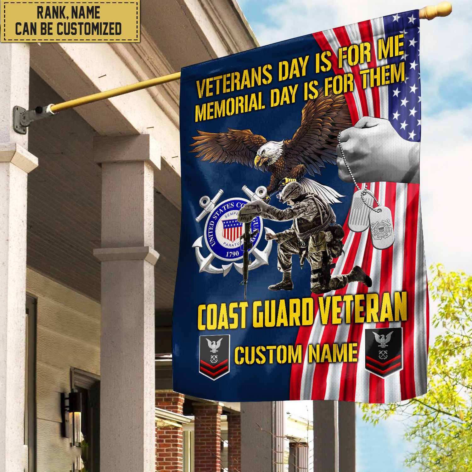 Customized USCG American Flag, Patriotic Flag, Gift For Coast Guard Veteran, Garden Flag - House Flag VPVC102005