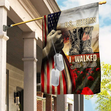 I Walked The Walk US Veteran Flag, Patriotic Flag, Gift For US Veteran, Garden Flag - House Flag VPVC102201