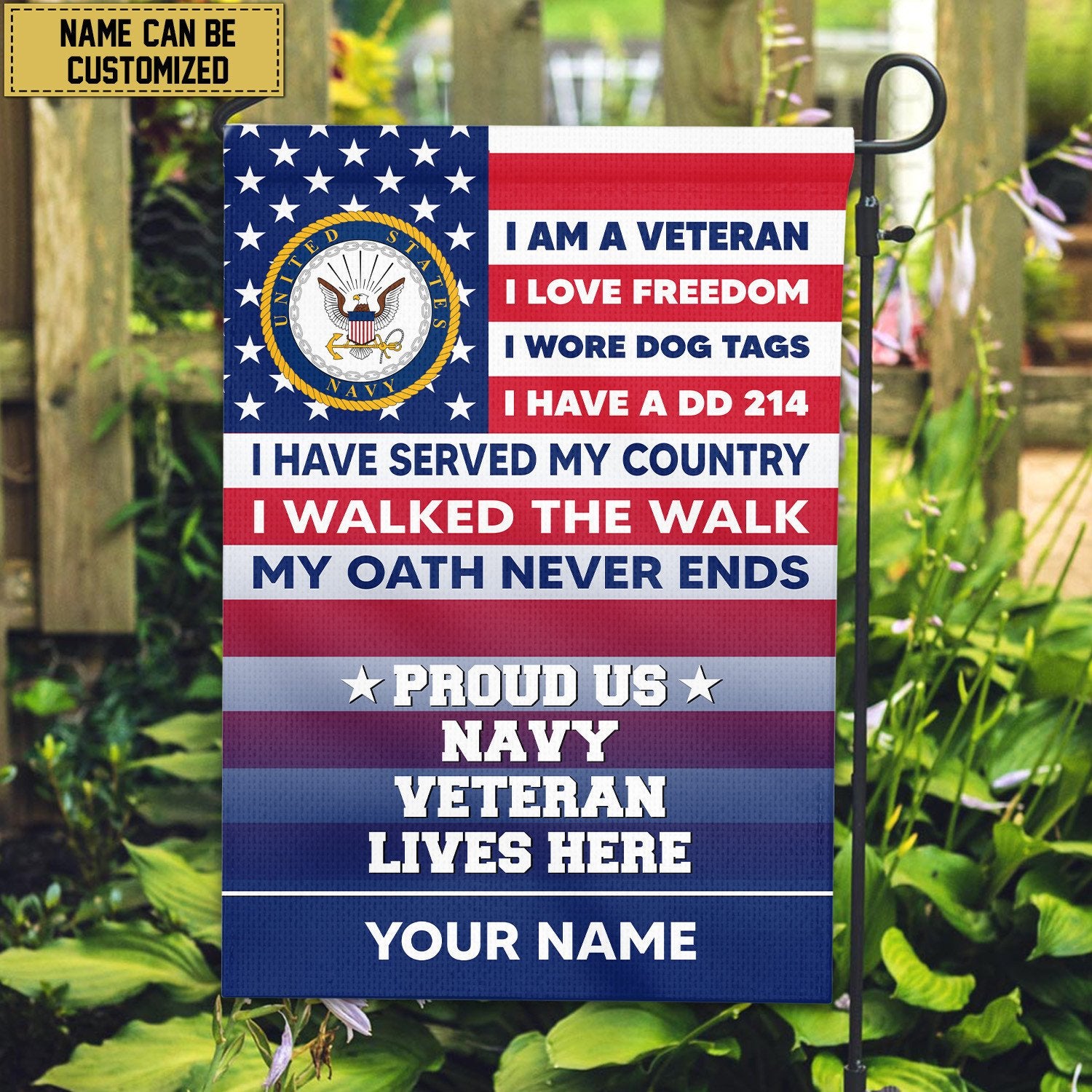 US Navy Personalized American Flag, Gift For US Military Veteran, US Navy Veteran Grommet Flag, Garden Flag, House Flag VPVC102902