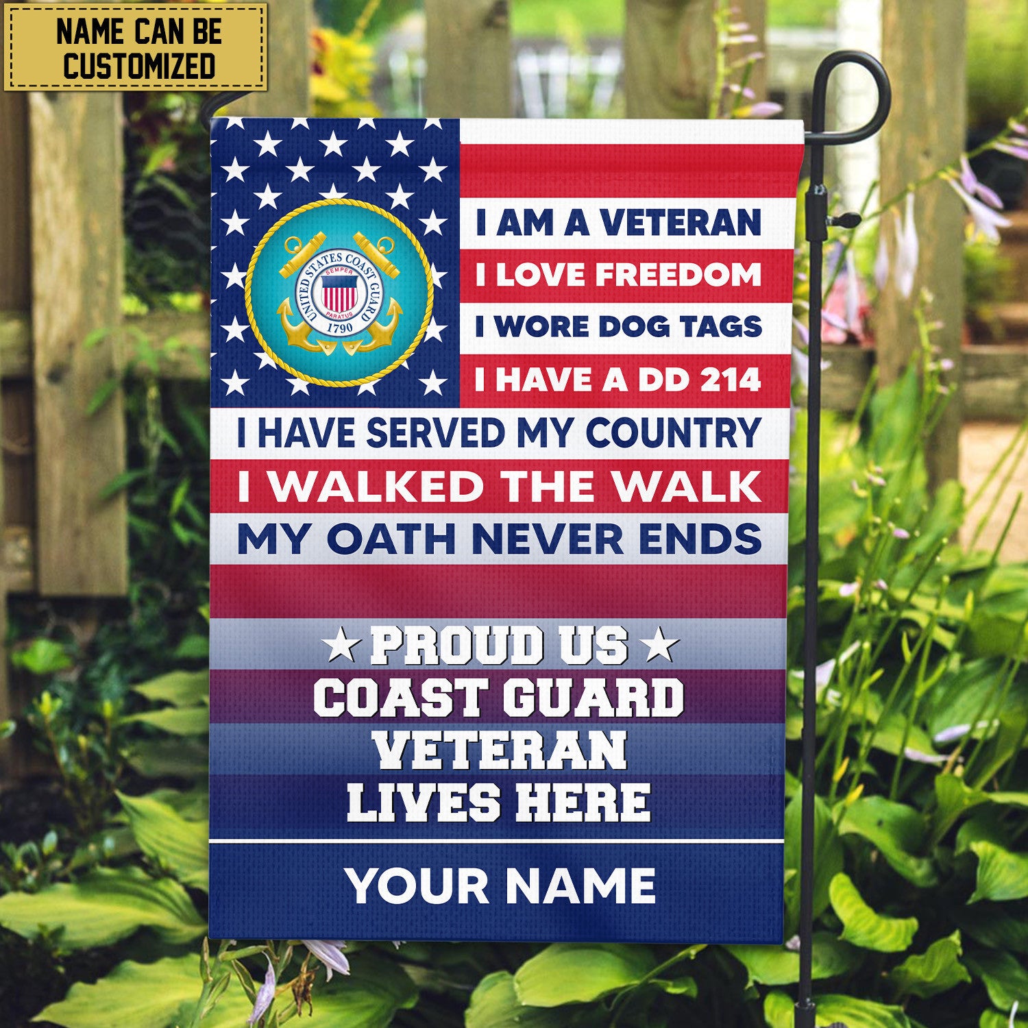 USCG Personalized American Flag, Gift For US Military Veteran, US Coast Guard Veteran Grommet Flag, Garden Flag, House Flag VPVC102905