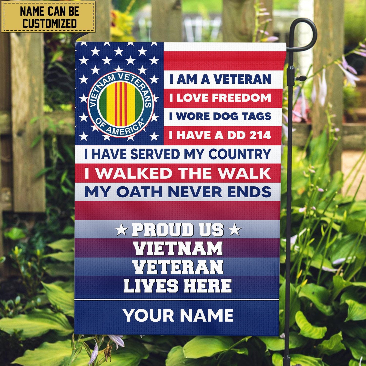 Vietnam Veteran Personalized American Flag, Gift For US Military Veteran, Vietnam Veteran Grommet Flag, Garden Flag, House Flag VPVC102906
